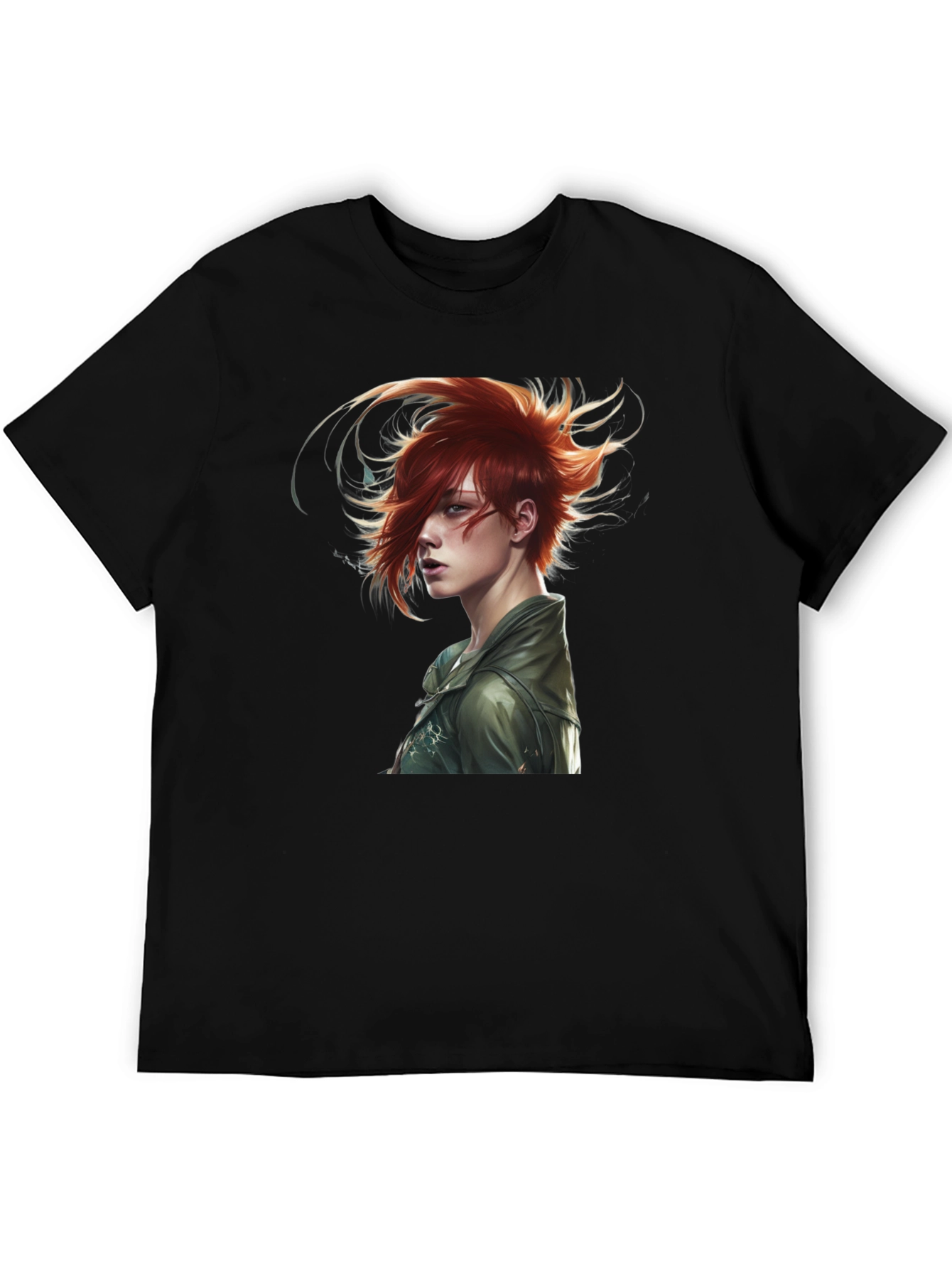 Black Edgy Anime Character Black T-Shirt view 5