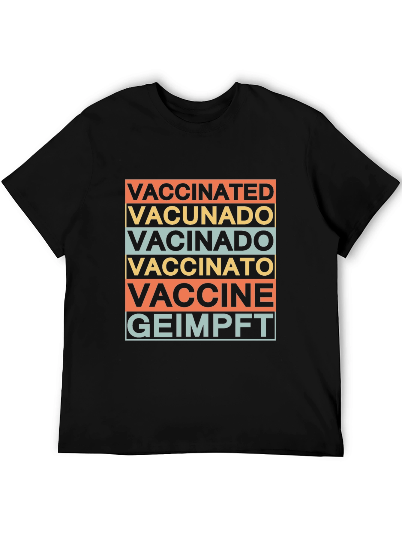 Black Vaccinated Languages Graphic T-Shirt - Stylish Comfort view 5