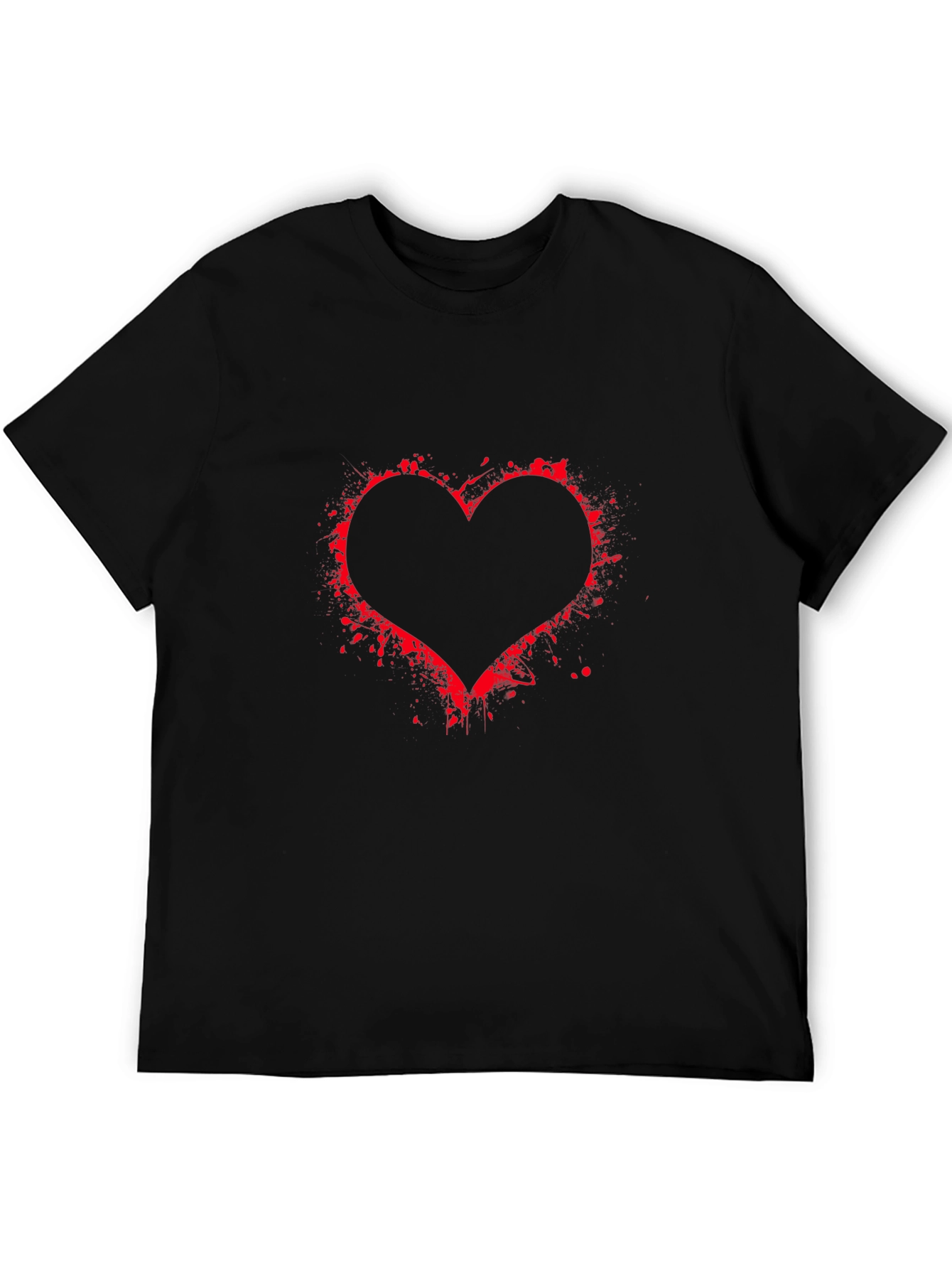 Black Red Splatter Heart Black Tee view 5