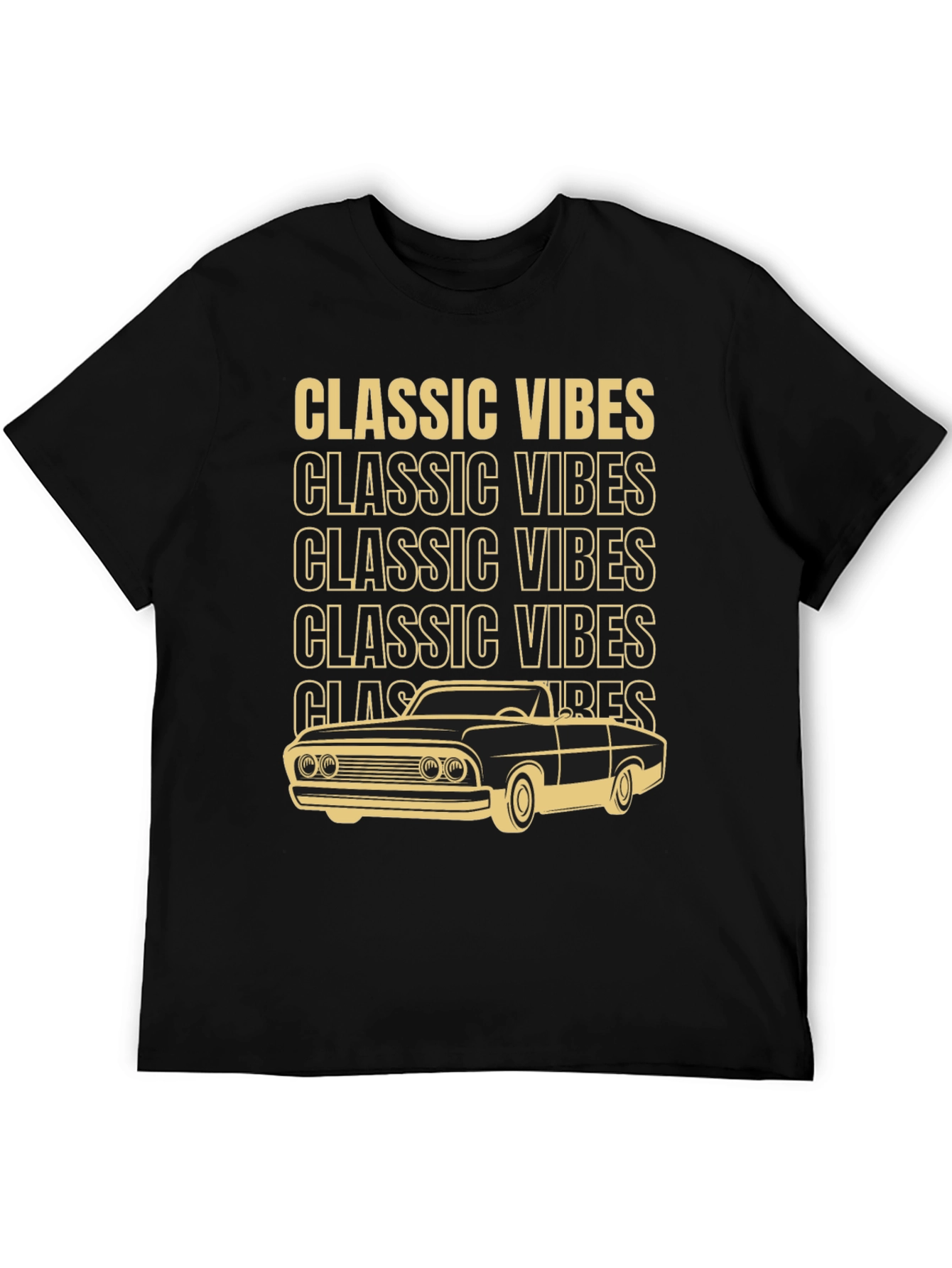 Black Classic Vibes Car Graphic T-Shirt view 5