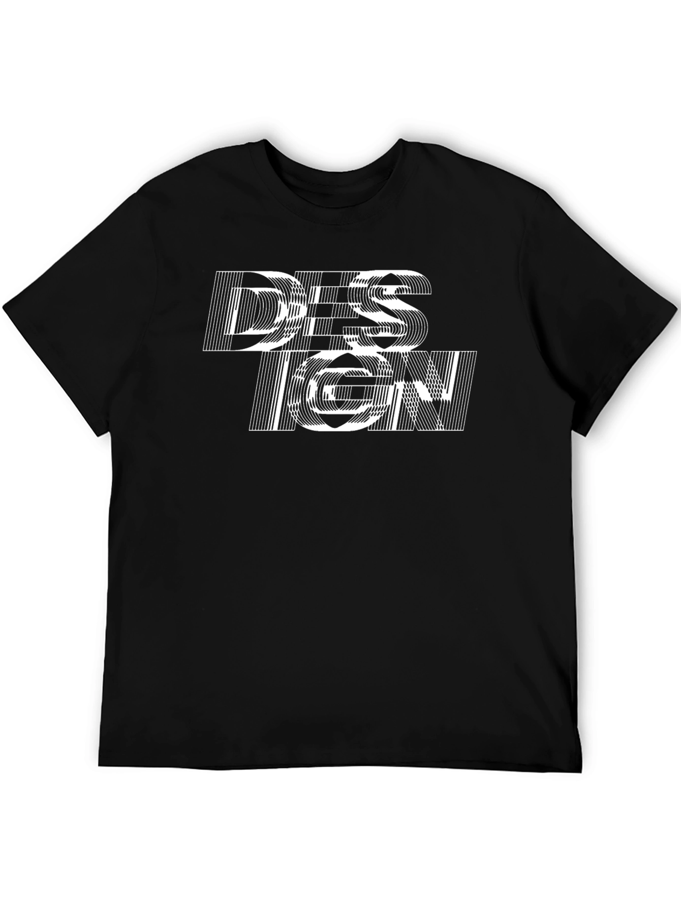 Black Abstract Design Graphic Black T-Shirt view 5
