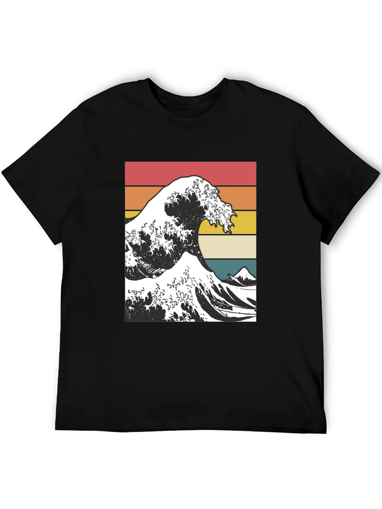 Black Vintage Wave T-Shirt - Retro Style view 5