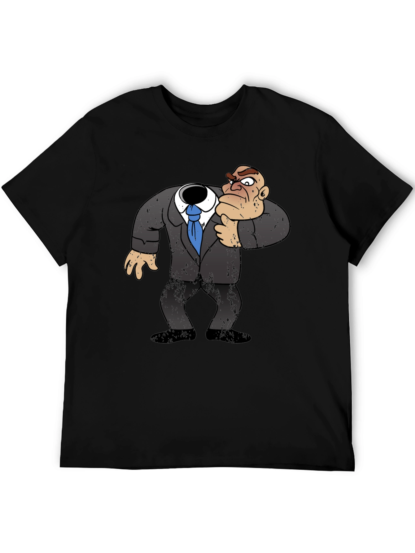 Black Headless Cartoon Boss T-Shirt - Funny Graphic Tee view 5