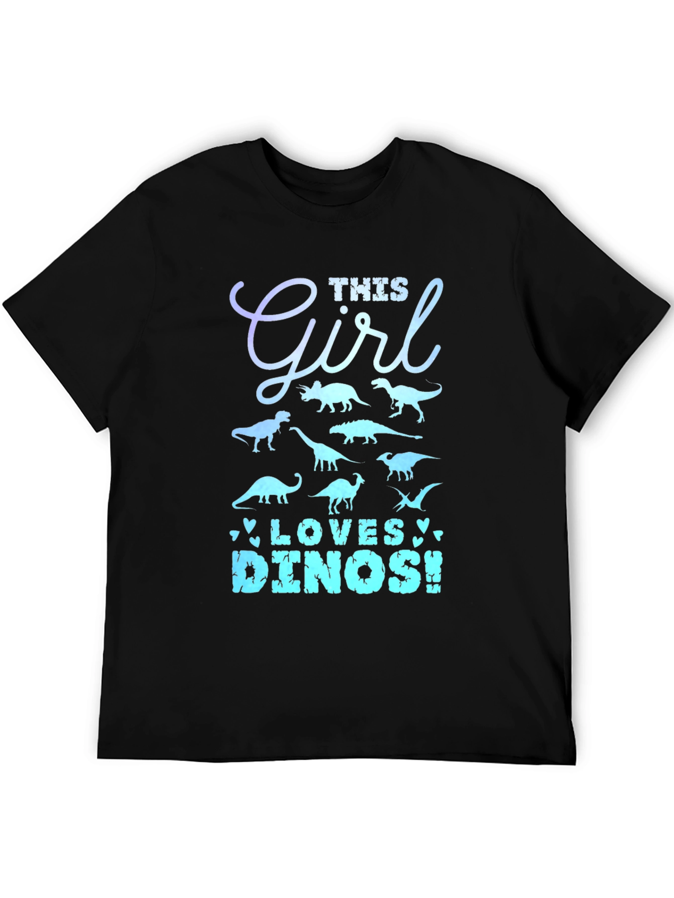 Black This Girl Loves Dinos T-Shirt - Dinosaur Lover Tee view 5