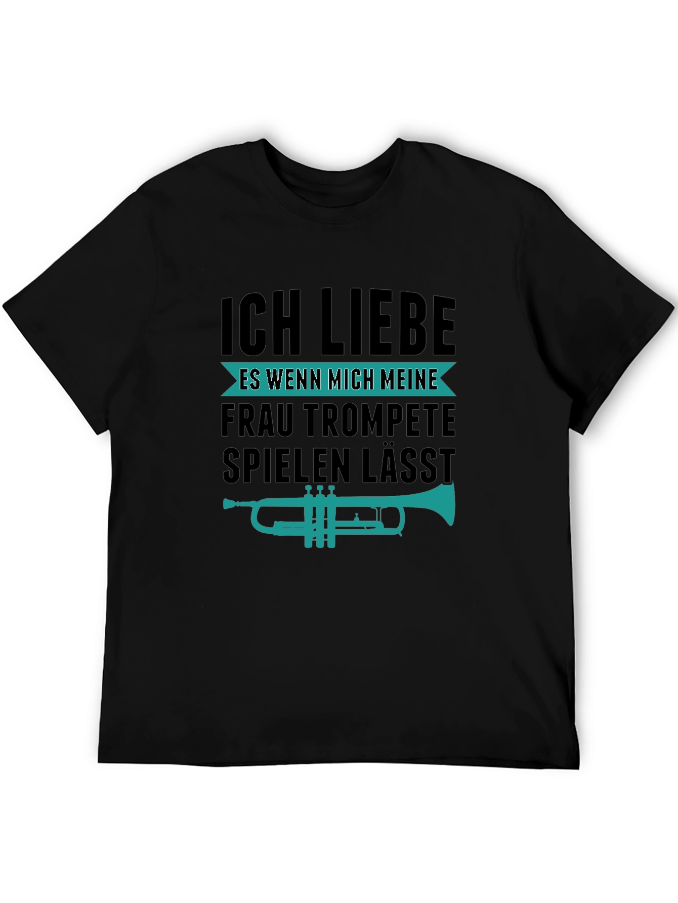 Black Funny Trumpet Player T-Shirt - I Love My Wife! view 5