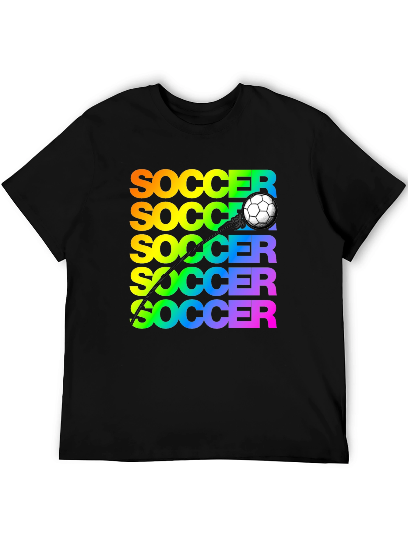 Black Soccer Rainbow Graphic T-Shirt view 5