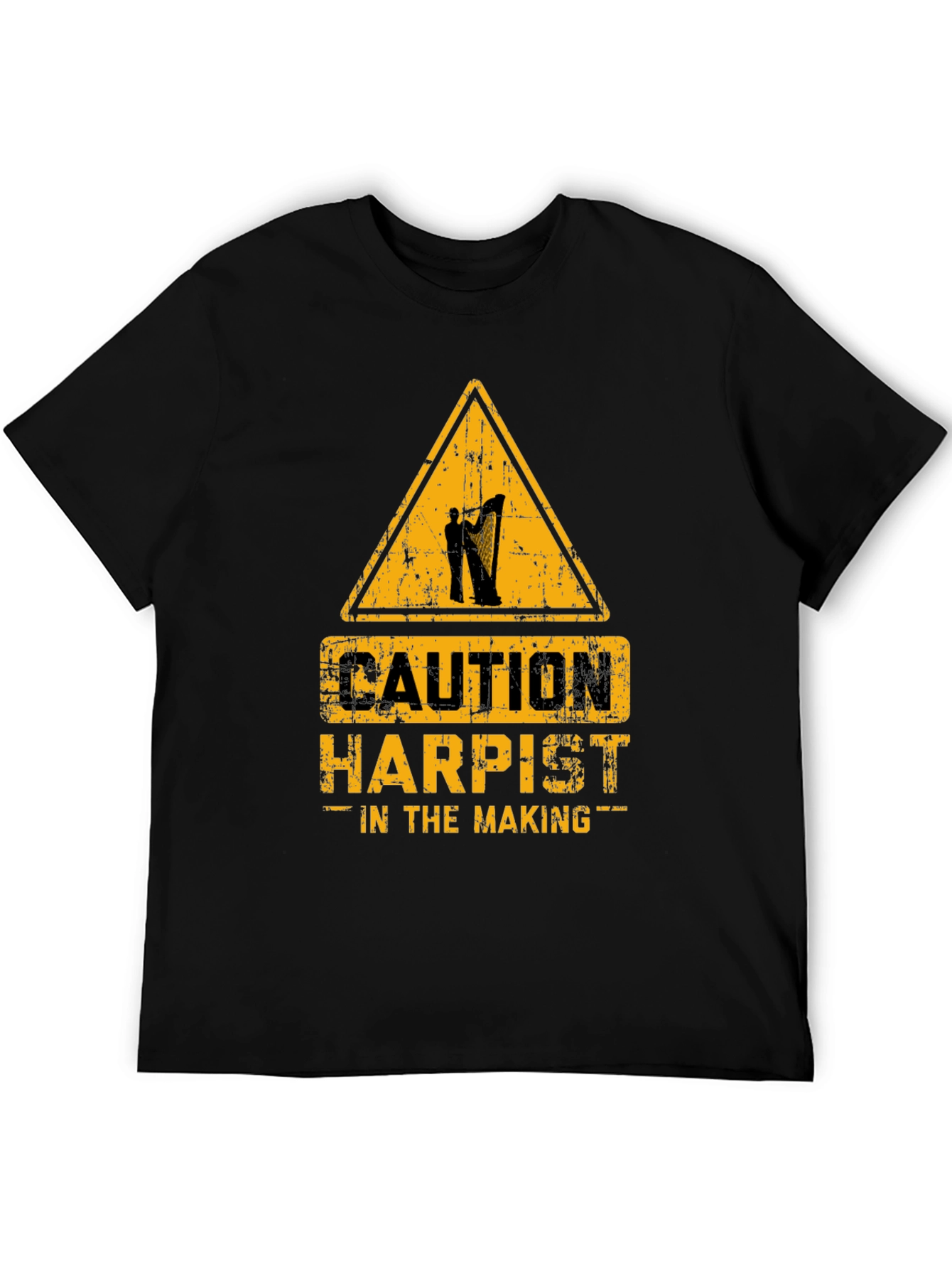 Black Caution Harpist In The Making Graphic T-Shirt view 5