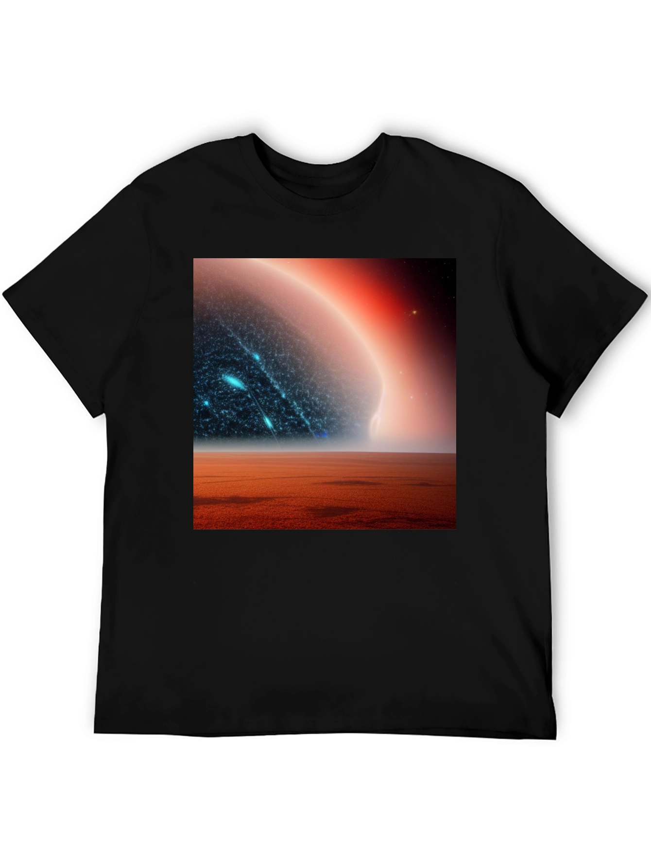 Black Sci-Fi Planetscape Black T-Shirt view 5
