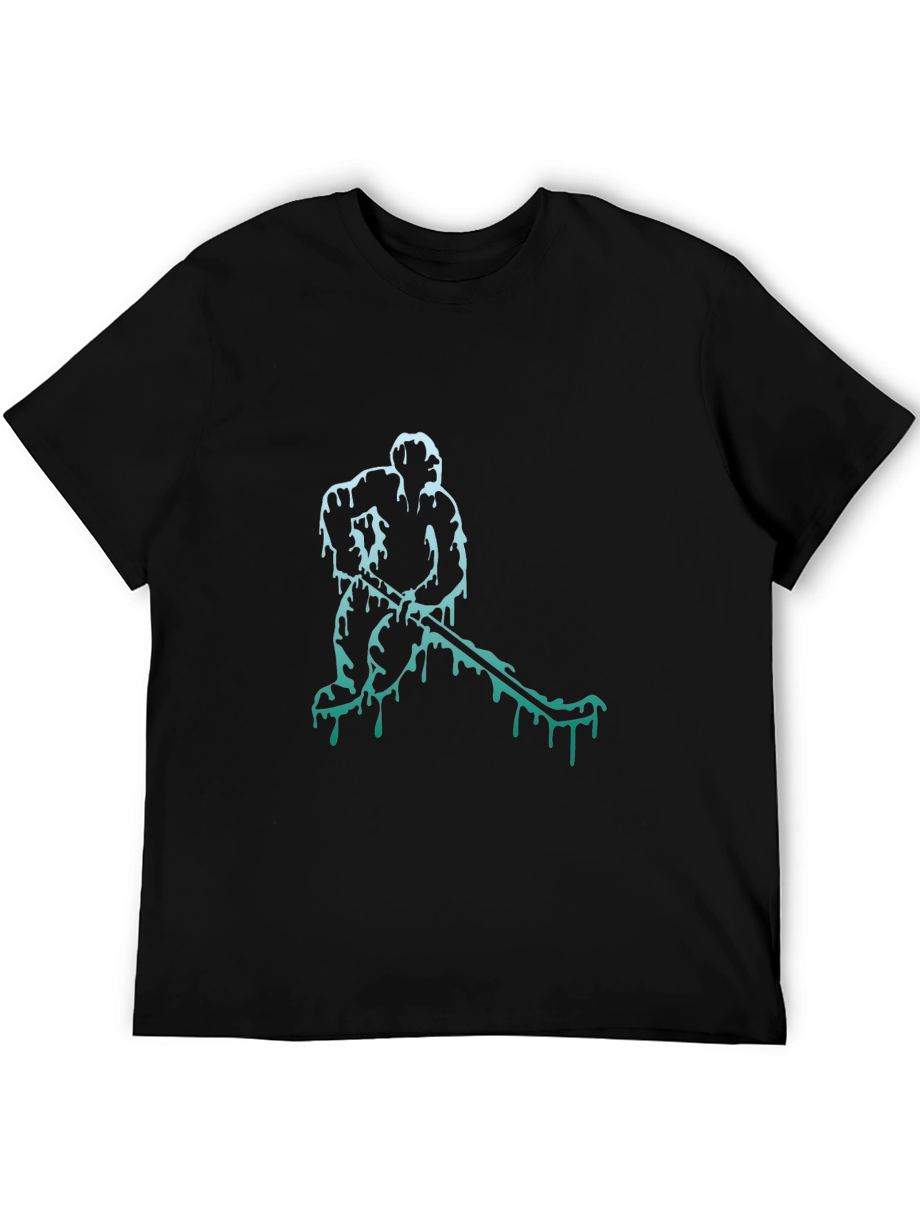 Black Hockey Player Graphic Tee - Cool Drip Design view 5