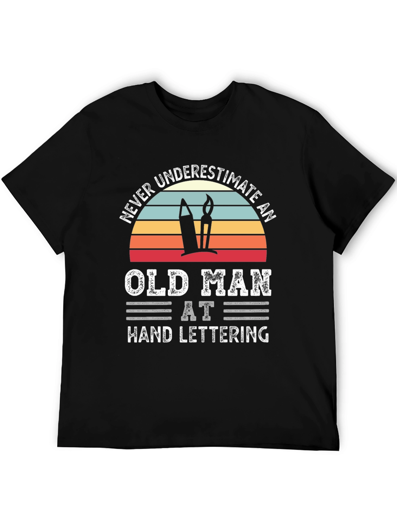 Black Old Man Hand Lettering T-Shirt - Never Underestimate! view 5