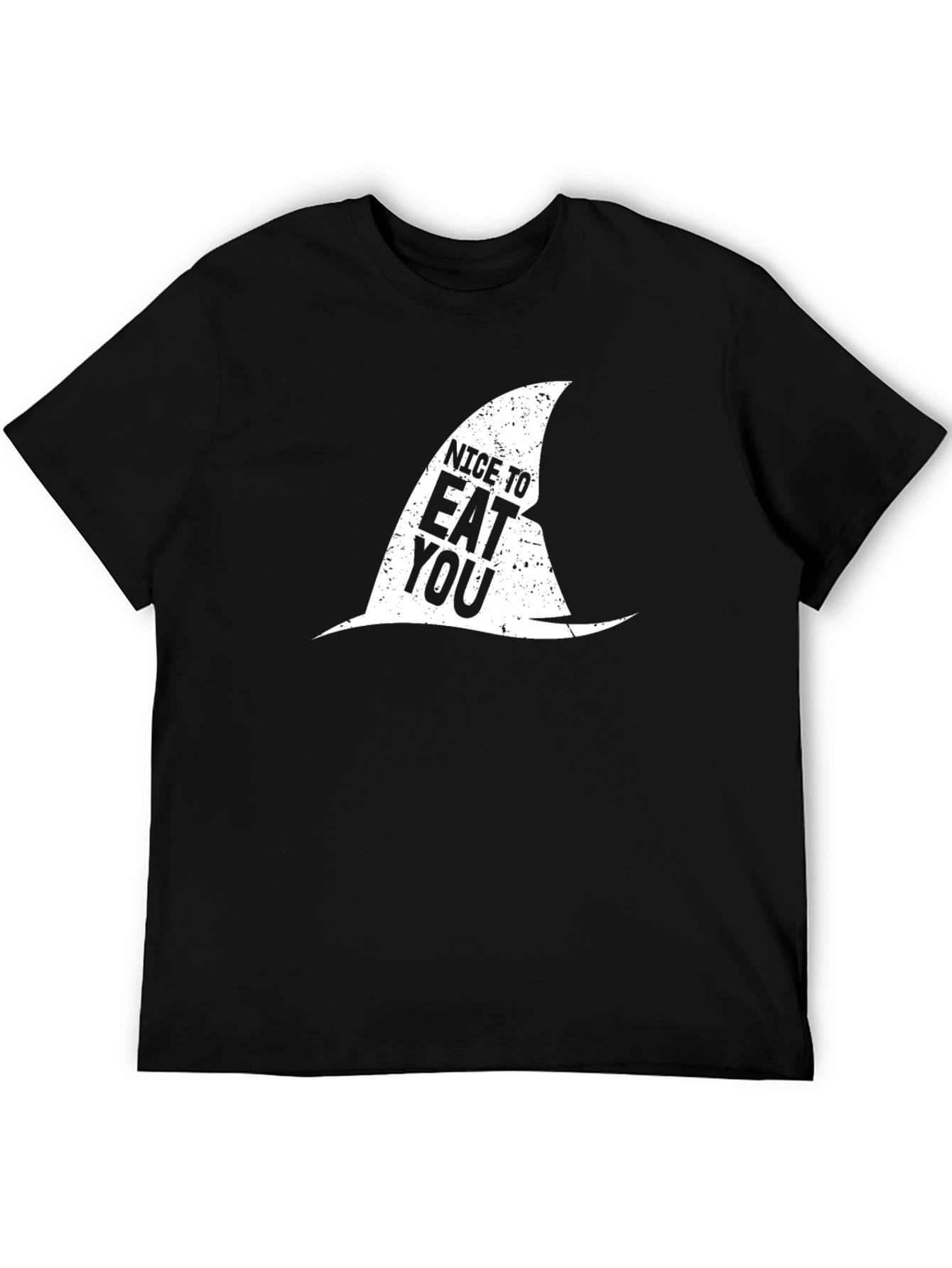 Black Nice To Eat You Shark Fin Black T-Shirt view 5