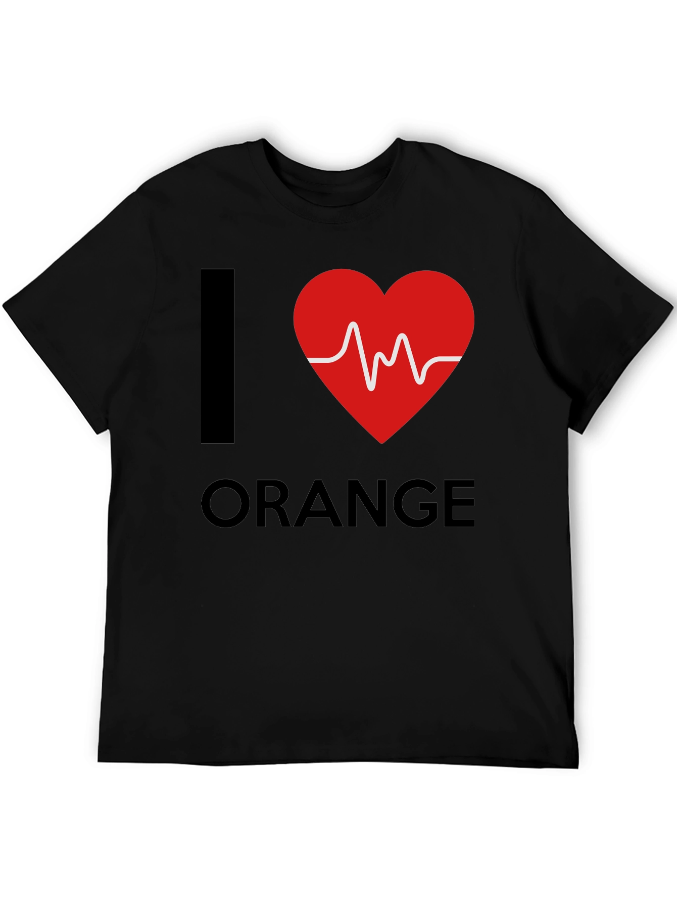 Black I Heart Orange Graphic Tee - Novelty T-Shirt view 5