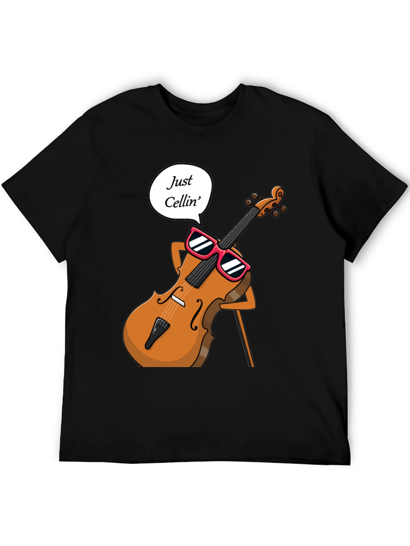 Black Just Cellin' T-Shirt - Musician Humor Tee view 5