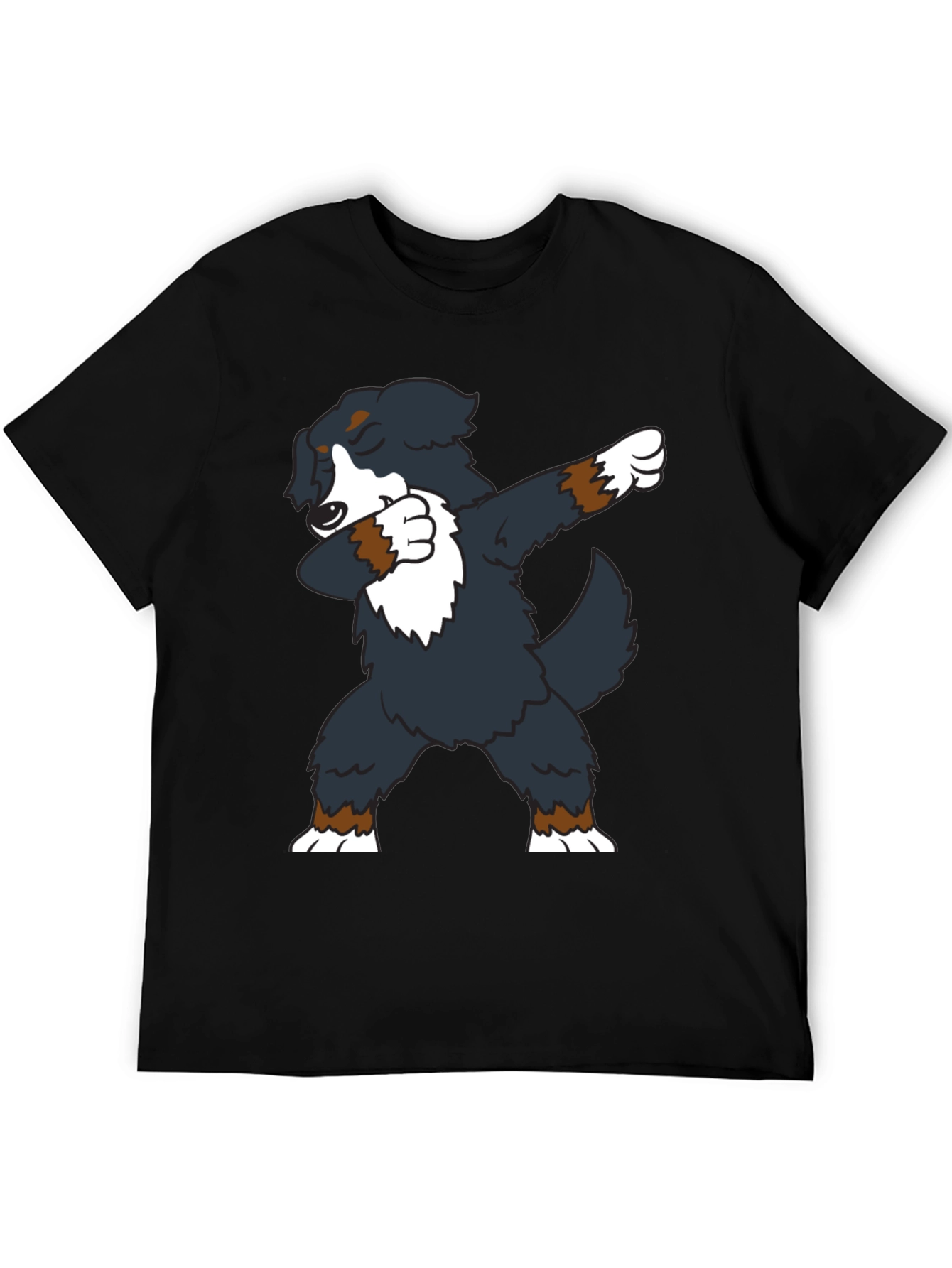 Black Dabbing Dog Graphic Tee - Black Crew Neck view 5
