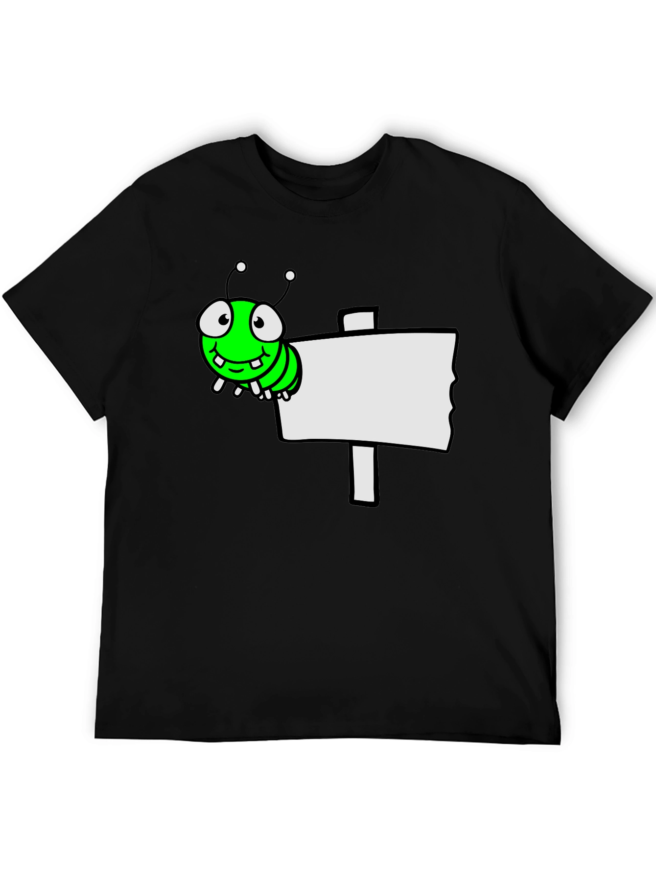 Black Cartoon Worm on Sign Graphic Tee - Black view 5