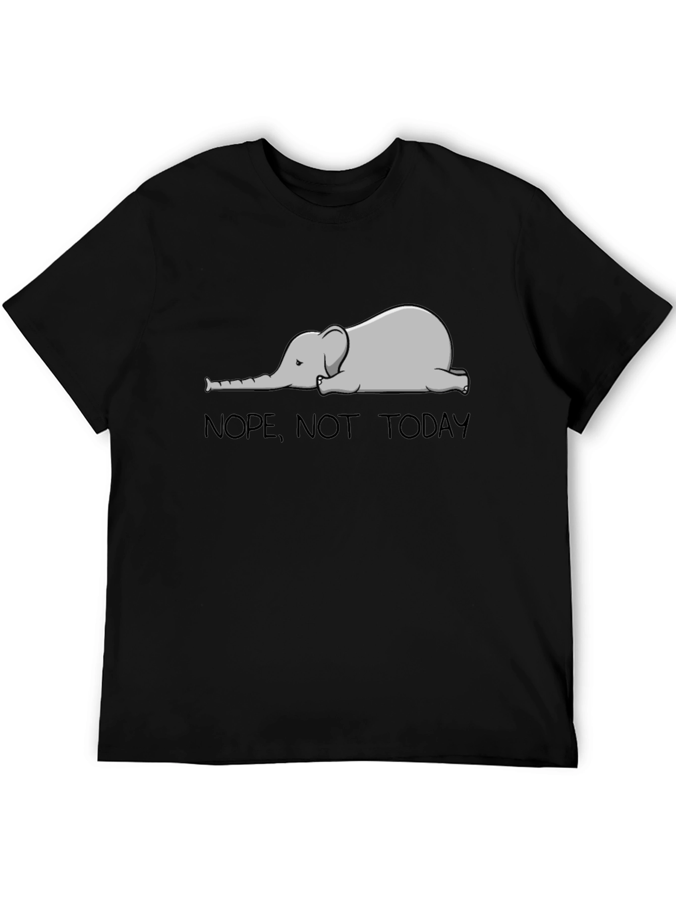 Black Nope Not Today Elephant Graphic T-Shirt view 5