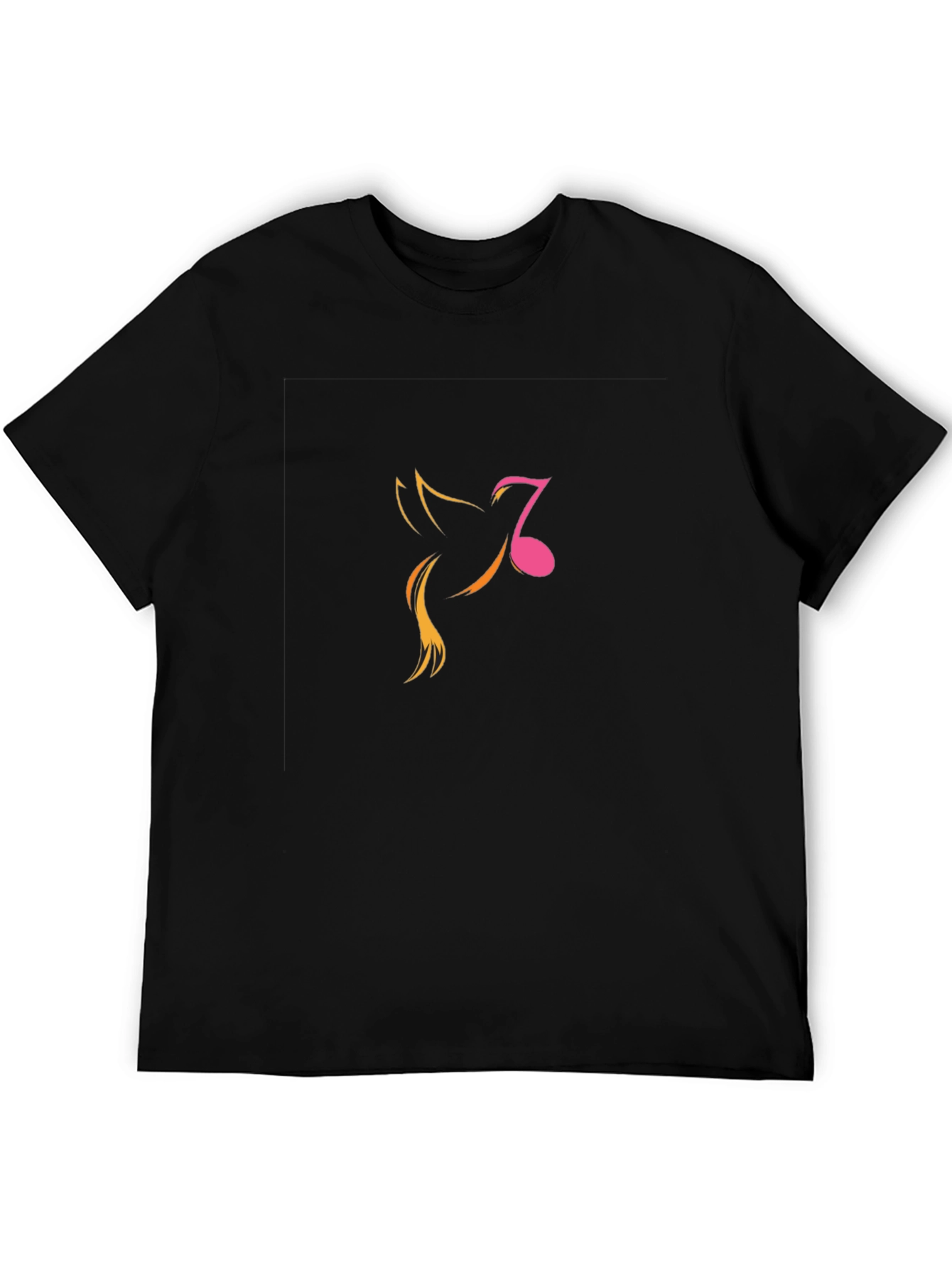 Black Men's Black Graphic Tee - Music Note Bird Design view 5