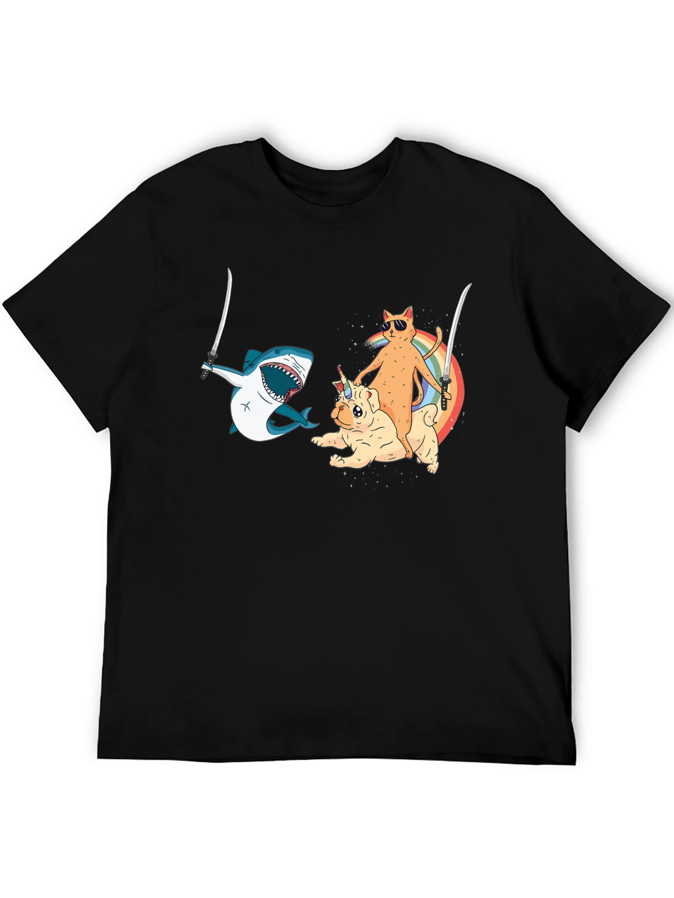 Black Humorous Animal Ninja T-Shirt view 5