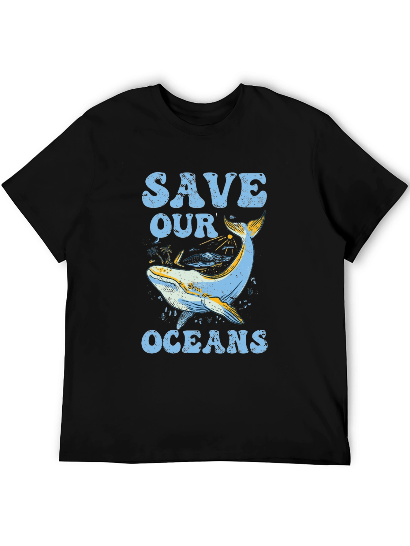Black Save Our Oceans Graphic Tee - Black Cotton T-Shirt view 5