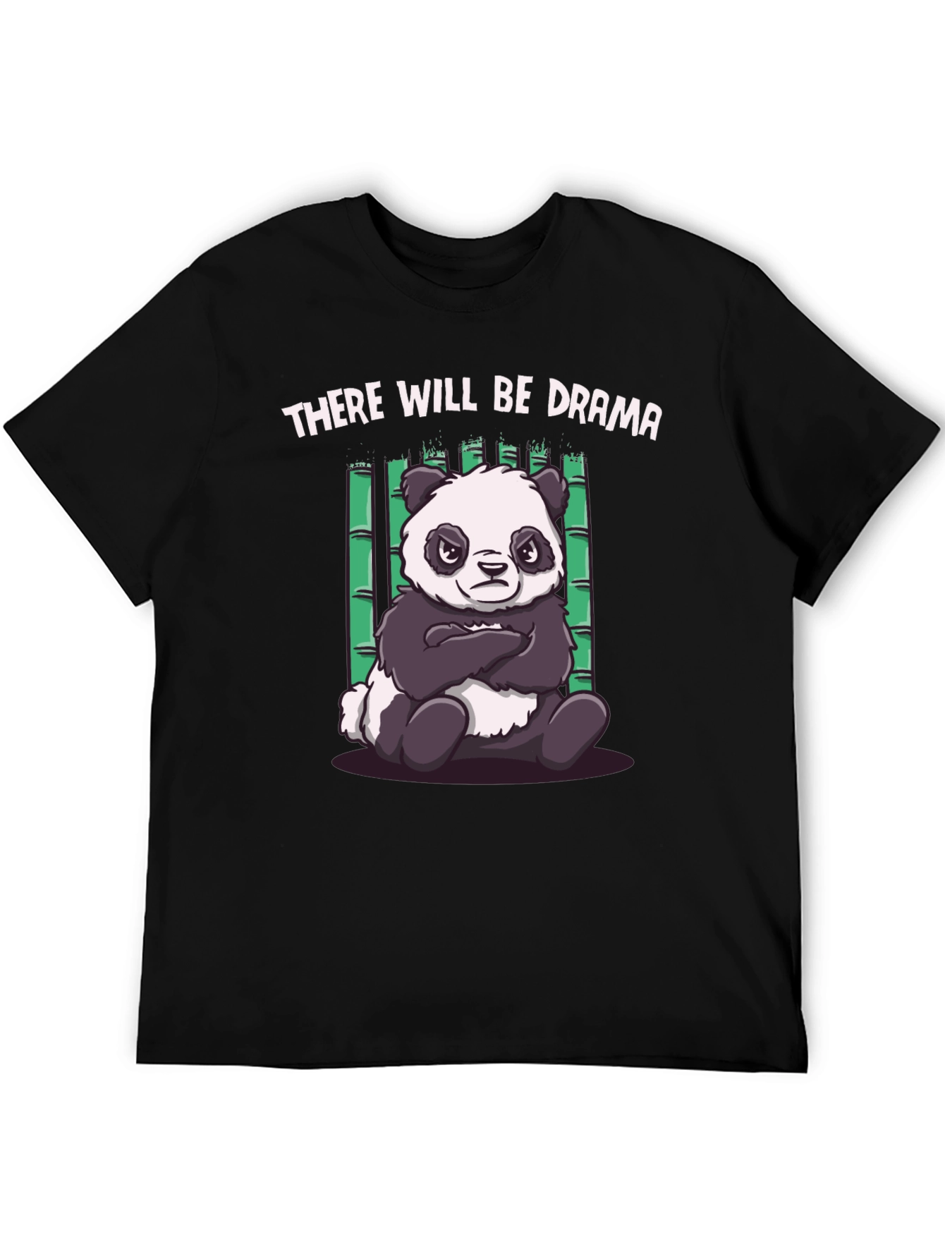 Black Drama Panda Black T-Shirt - Funny Graphic Tee view 5