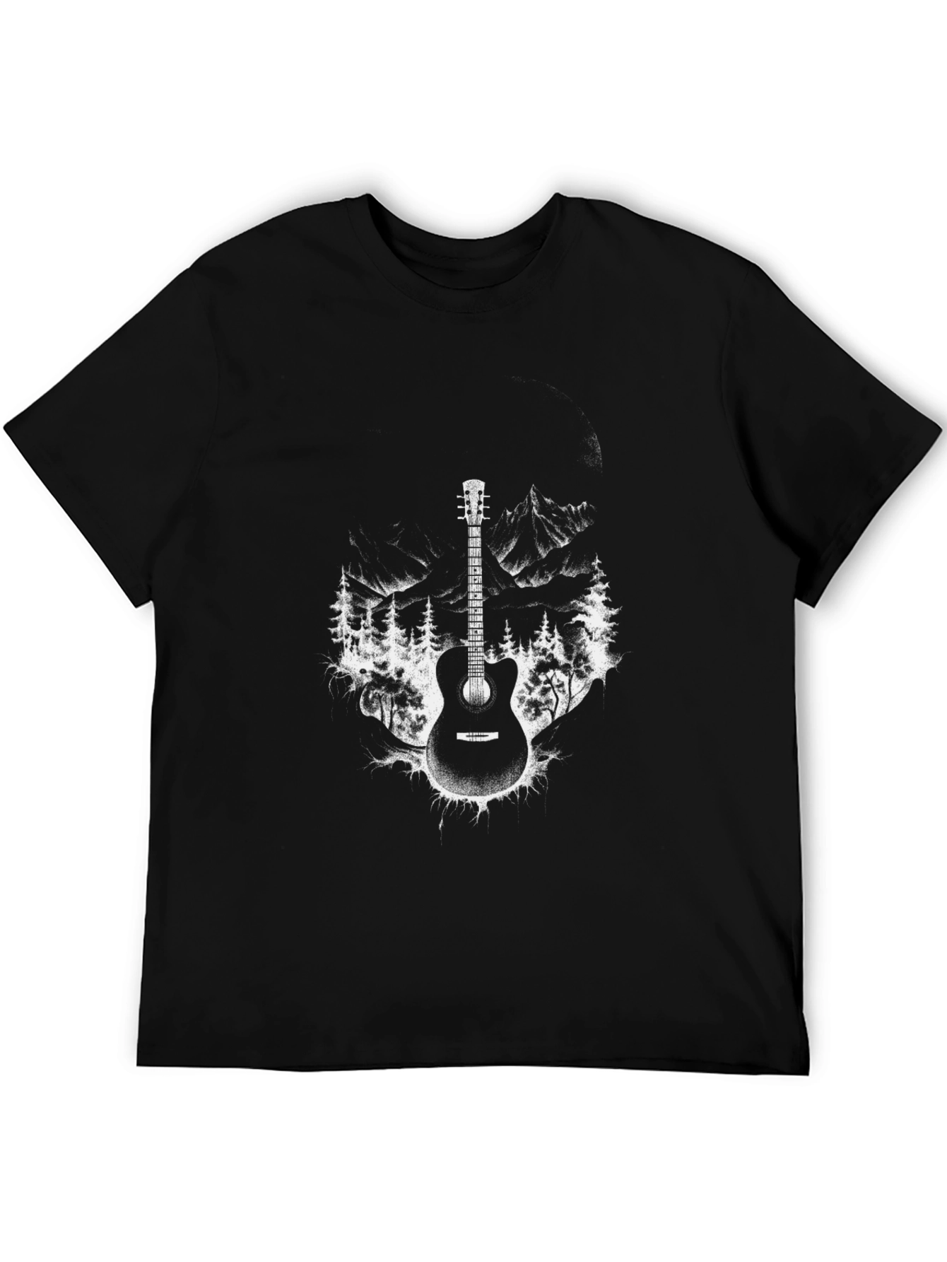 Black Guitar Mountain T-Shirt - Black Graphic Tee view 5