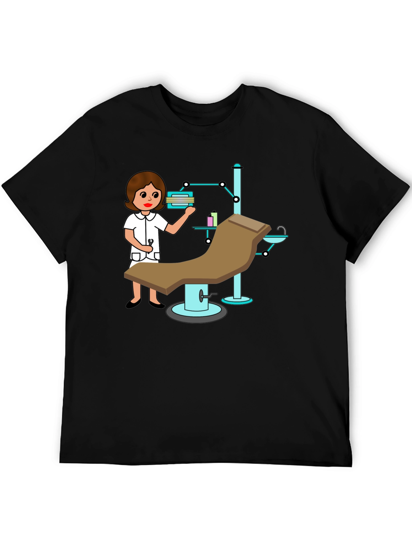 Black Cartoon Dentist Office T-Shirt view 5