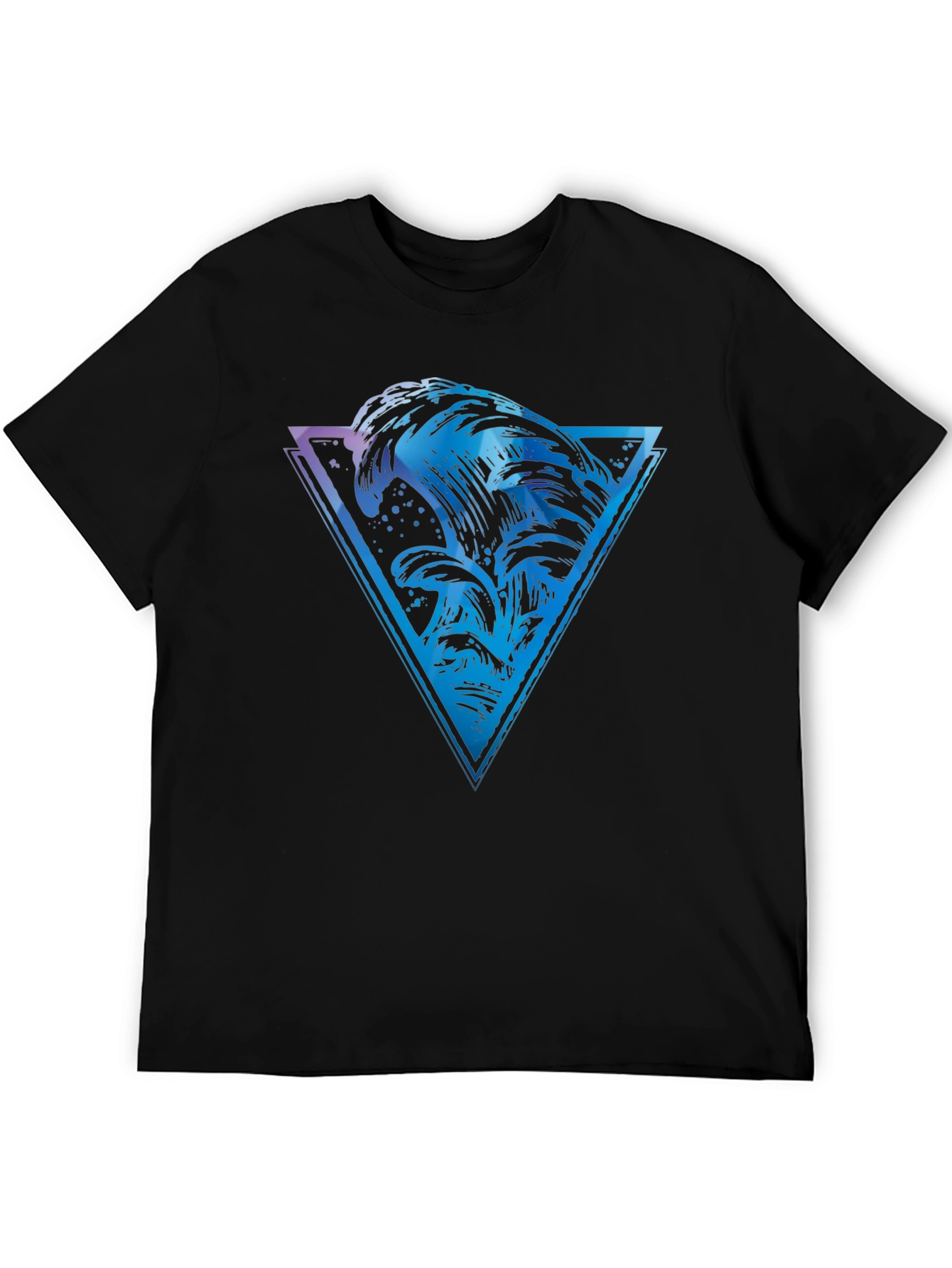 Black Ocean Wave Triangle Graphic Tee - Men's Black T-Shirt view 5