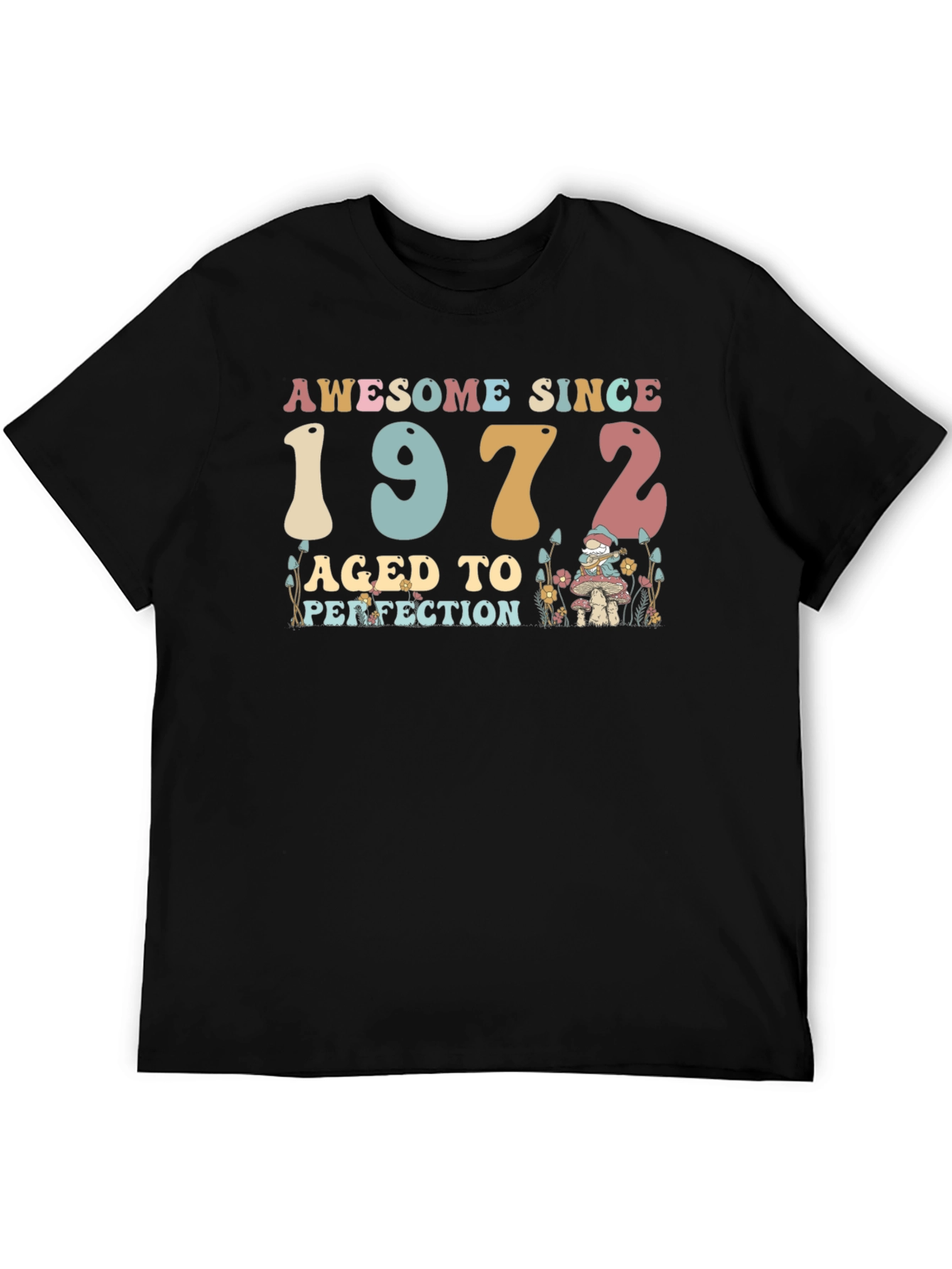 Black Awesome Since 1972 Aged to Perfection Black T-Shirt view 5