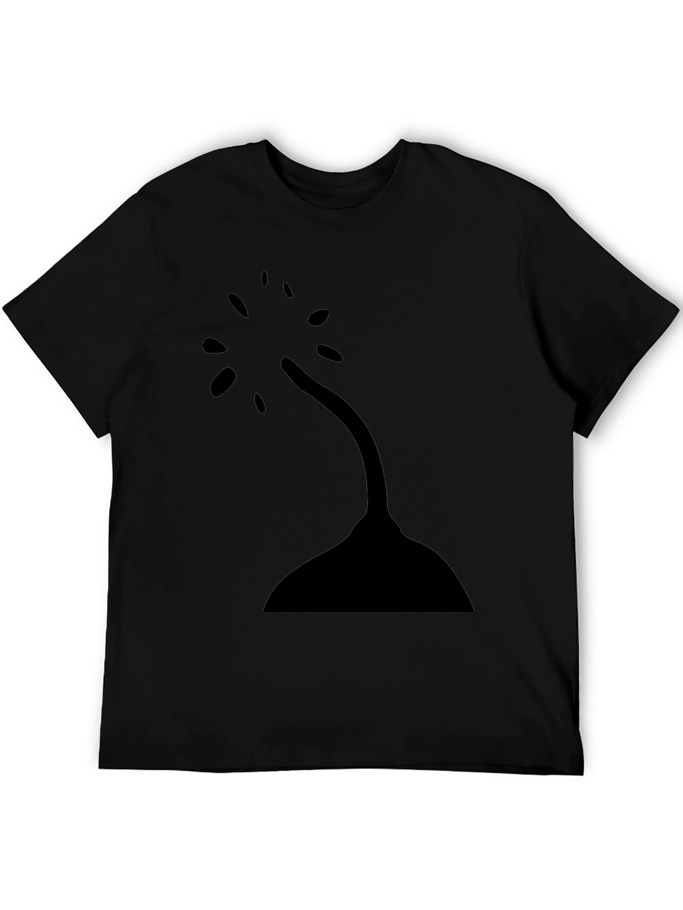 Black Minimalist Tree Design Black T-Shirt view 5