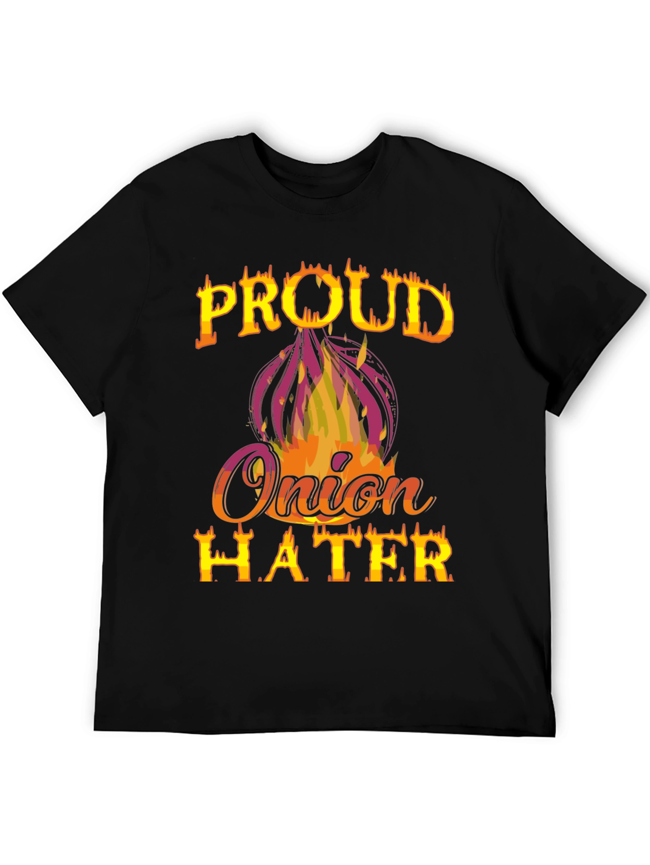 Black Proud Onion Hater T-Shirt - Funny Graphic Tee view 5