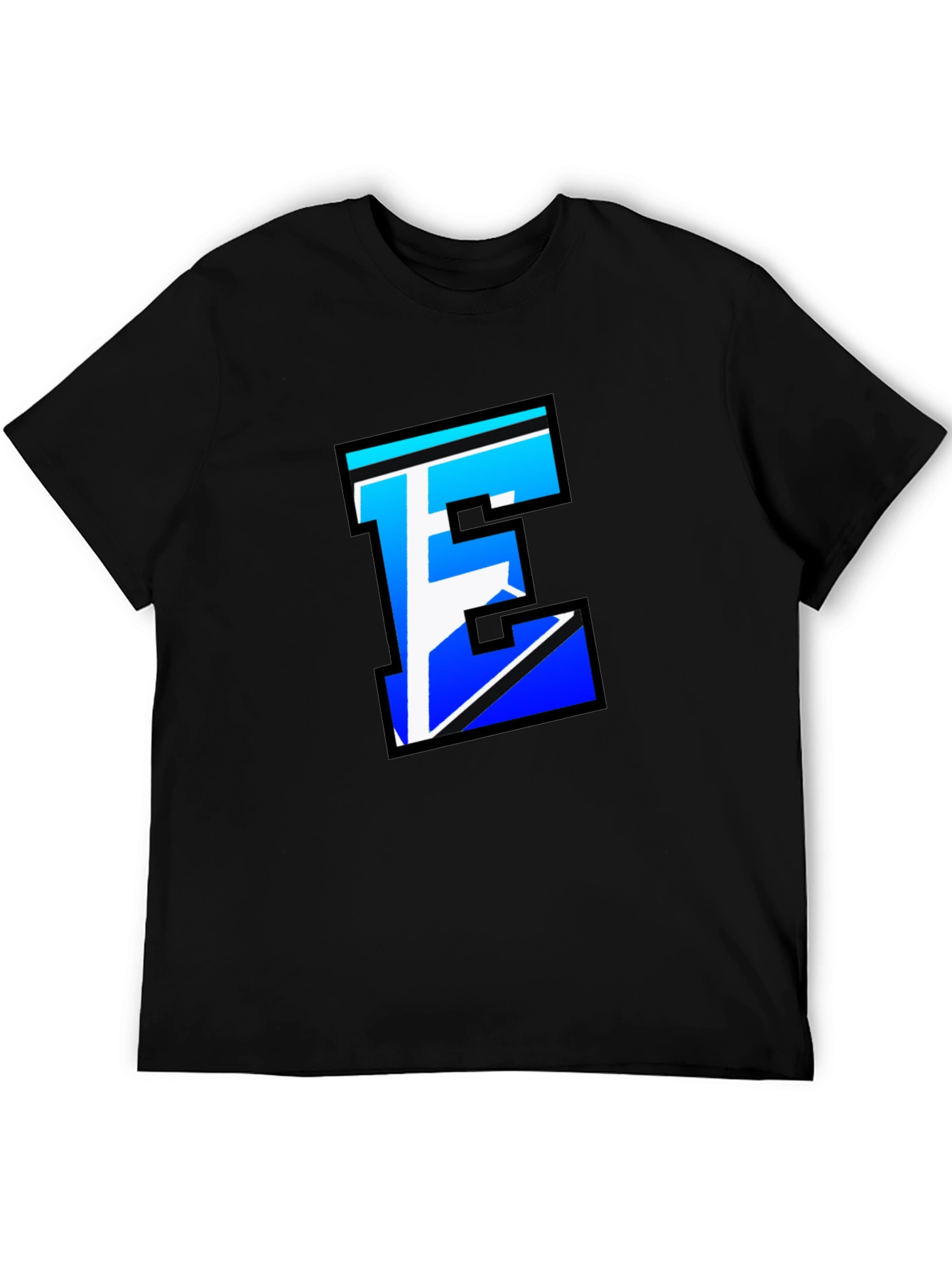 Black Stylish Letter E Graphic Tee - Black Cotton Blend view 5