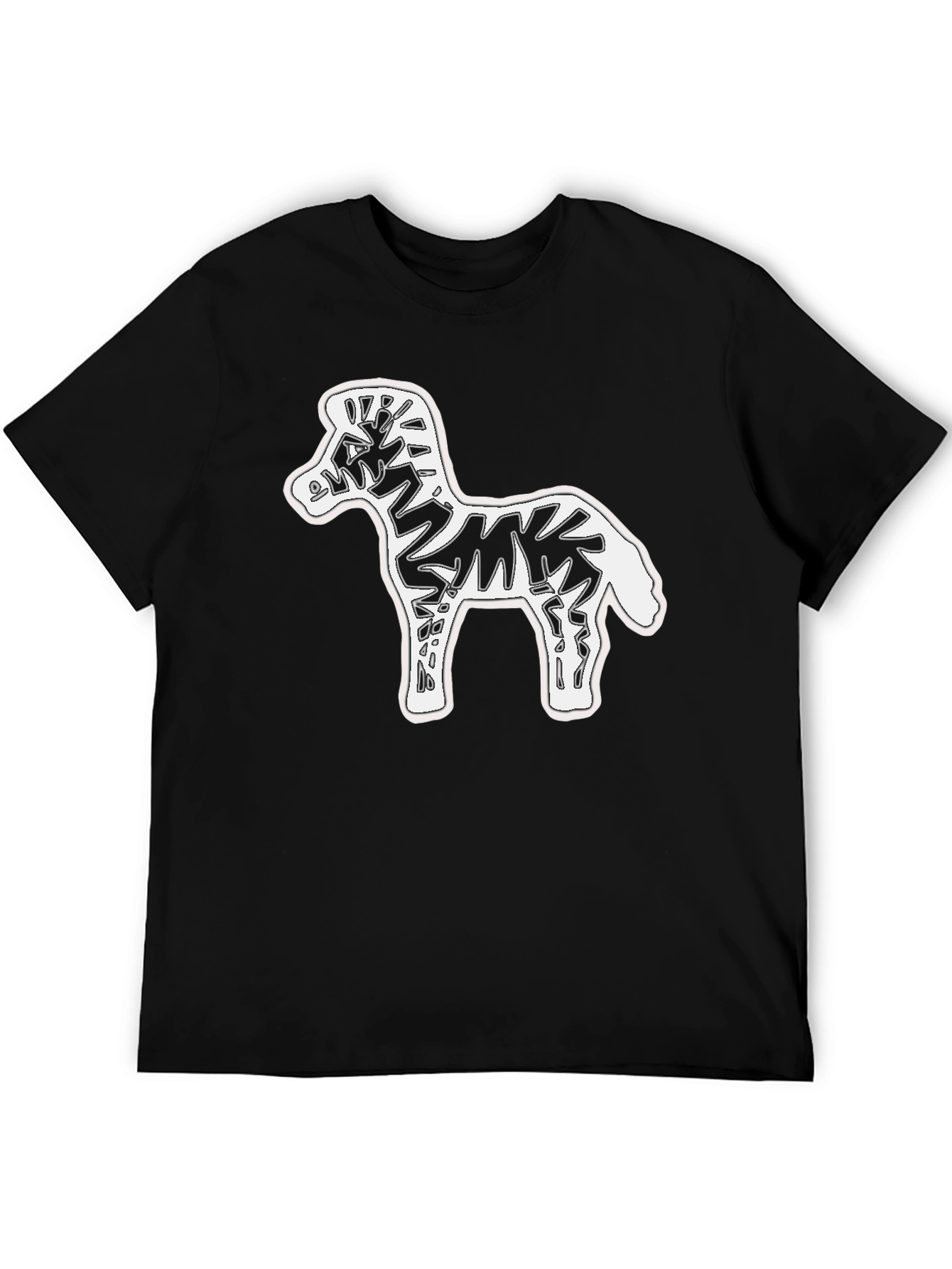 Black Zebra Graphic Print Crew Neck Tee - Black view 5