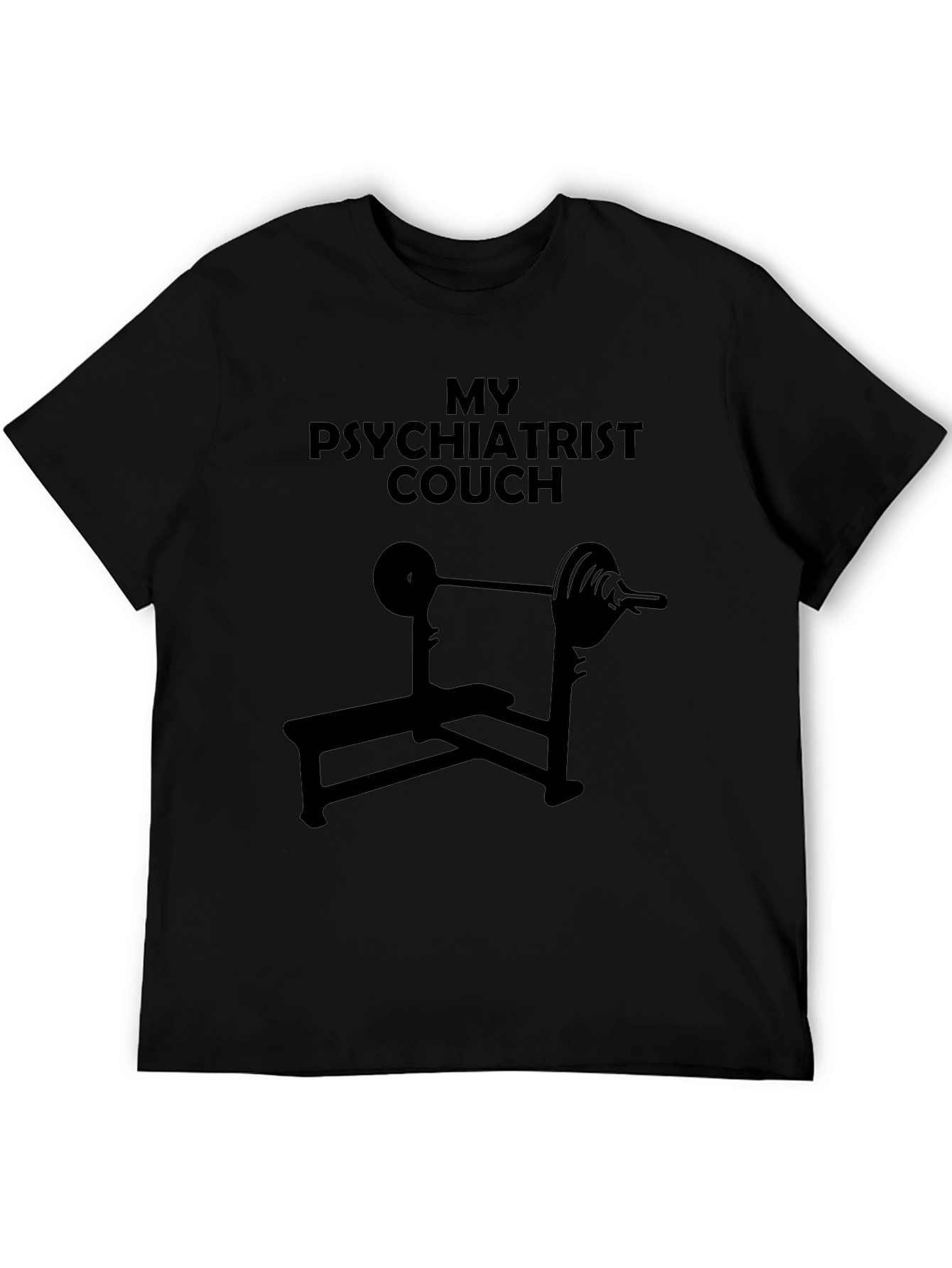 Black My Psychiatrist Couch Black T-Shirt view 5