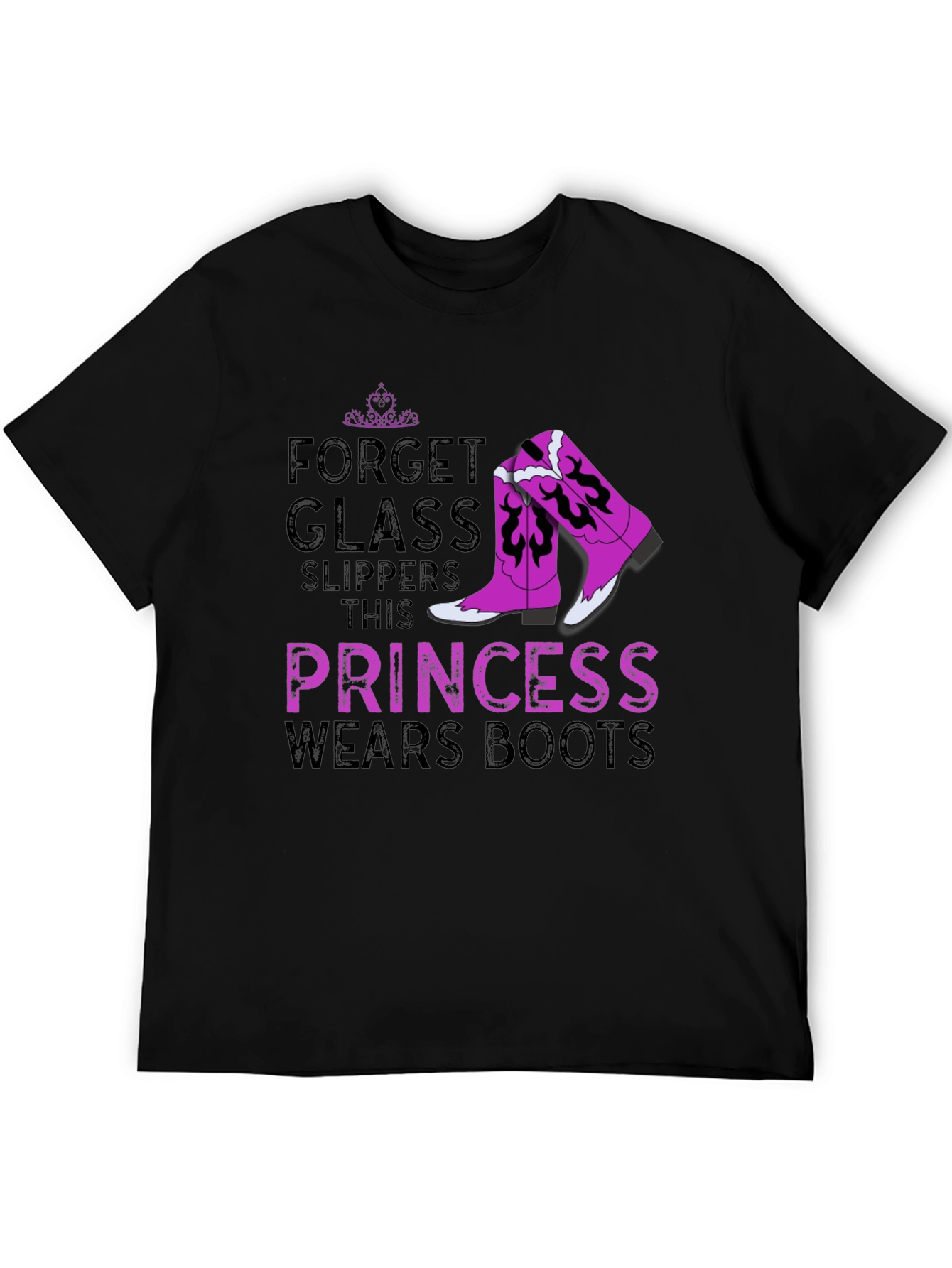 Black Princess Wears Boots Graphic T-Shirt view 5