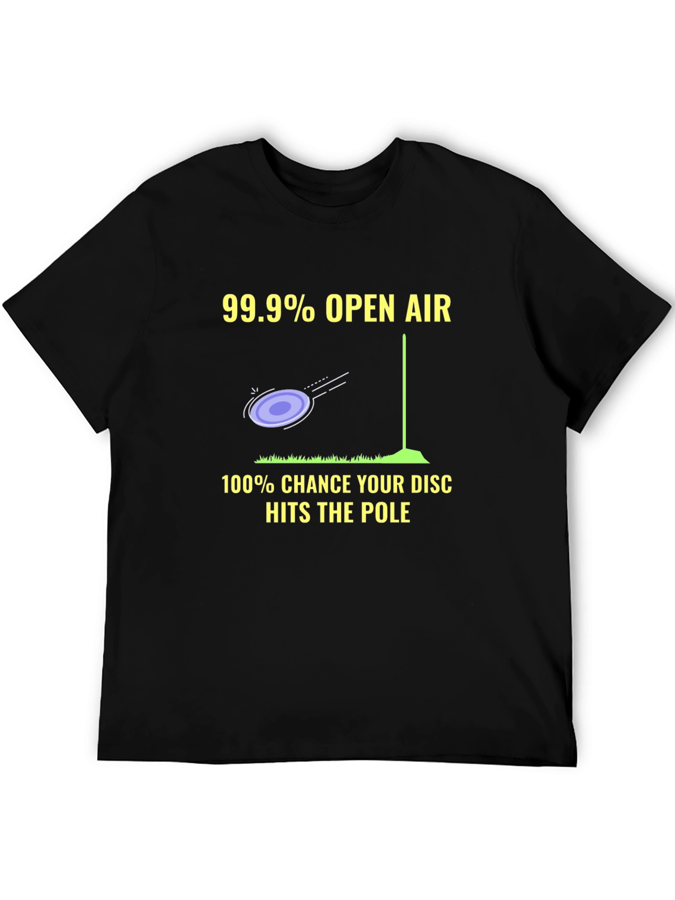 Black Funny Disc Golf T-Shirt: Open Air & Pole Hits! view 5