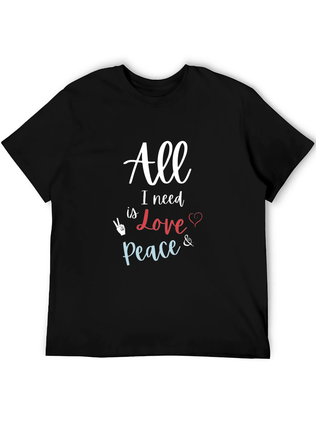 Black All I Need Love & Peace Black T-Shirt view 5