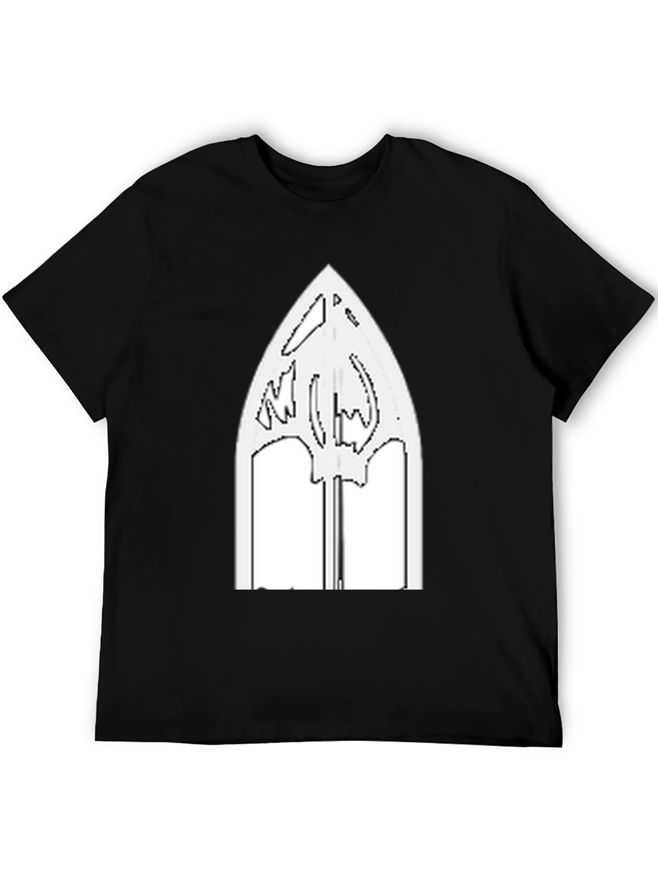 Black Men's Black T-Shirt with White Graphic view 5