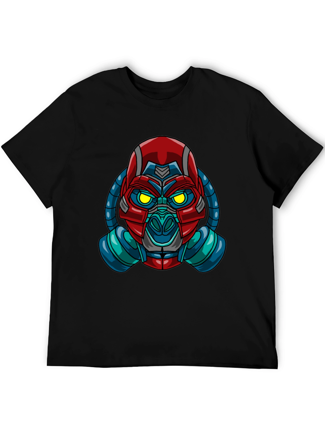 Black Futuristic Robot Gas Mask Graphic T-Shirt view 5