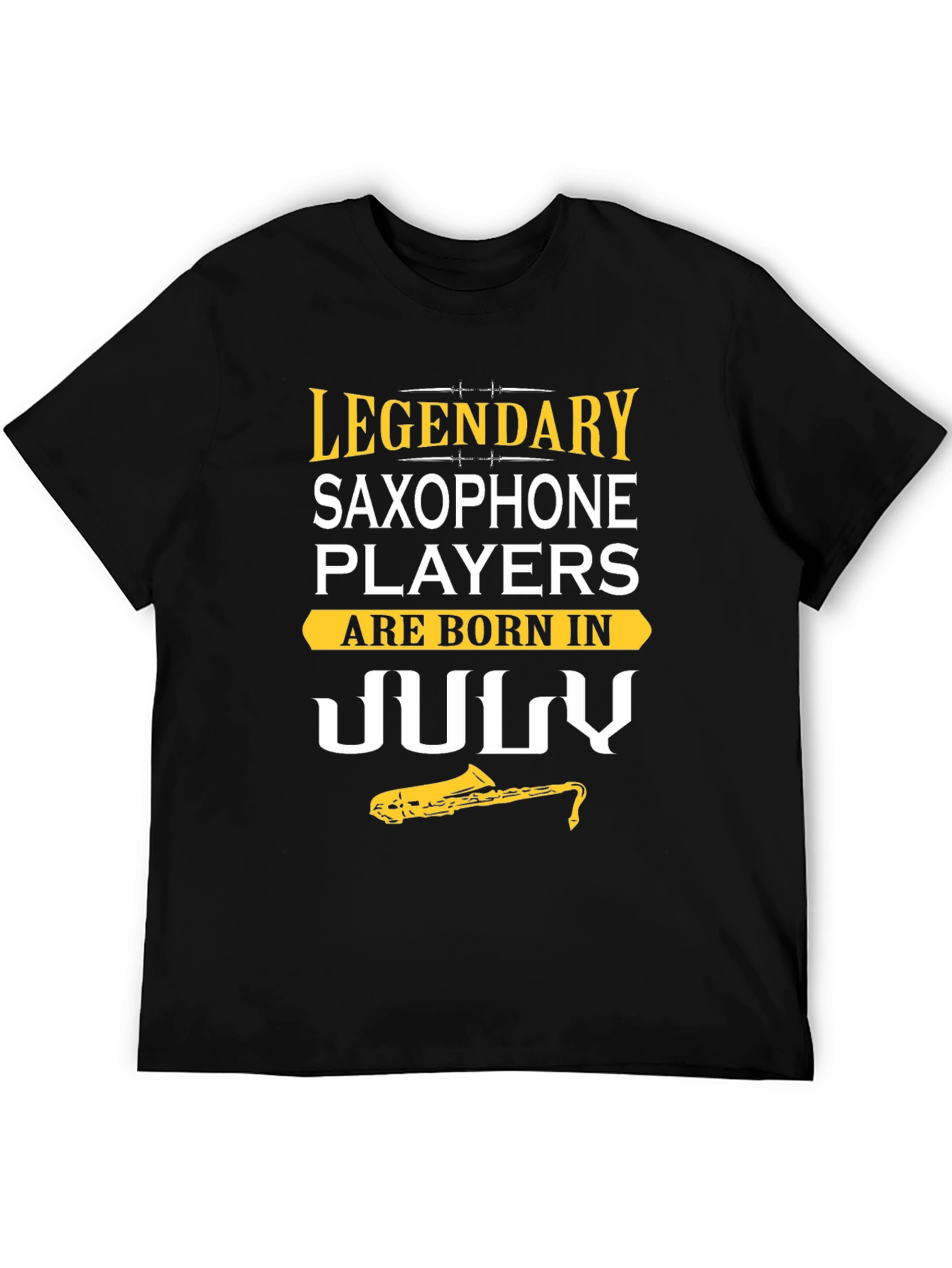 Black Legendary July Saxophone Player T-Shirt view 5