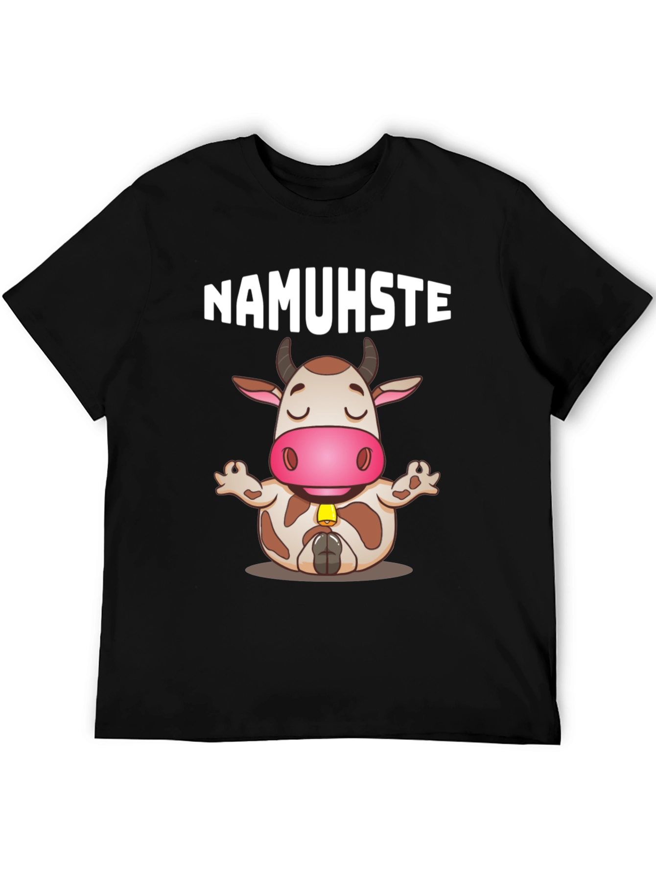 Black Namuhste Cow Yoga T-Shirt - Funny Graphic Tee view 5