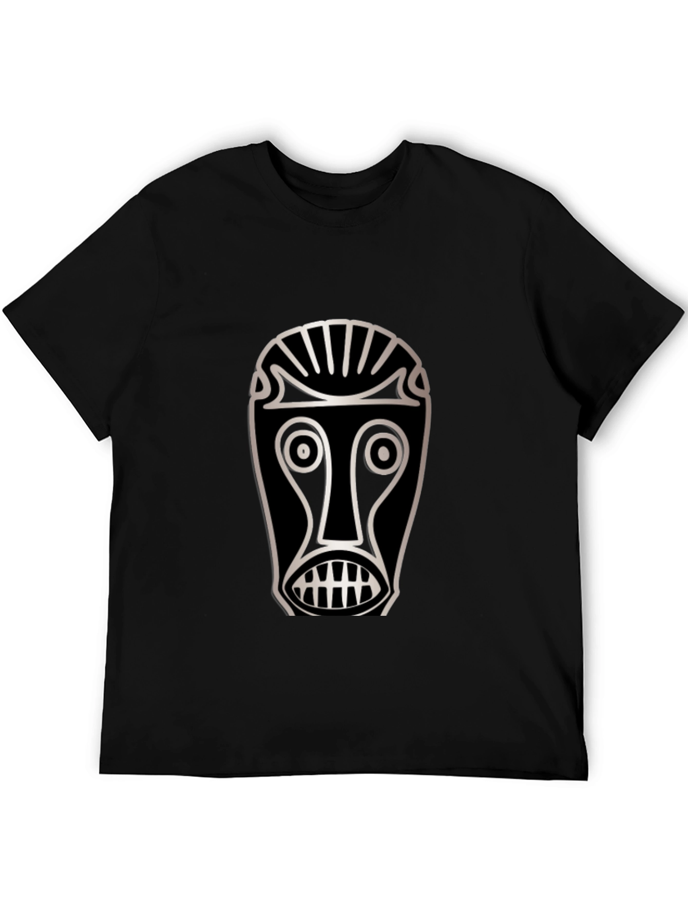 Black Tribal Mask Graphic T-Shirt - Unique Design view 5
