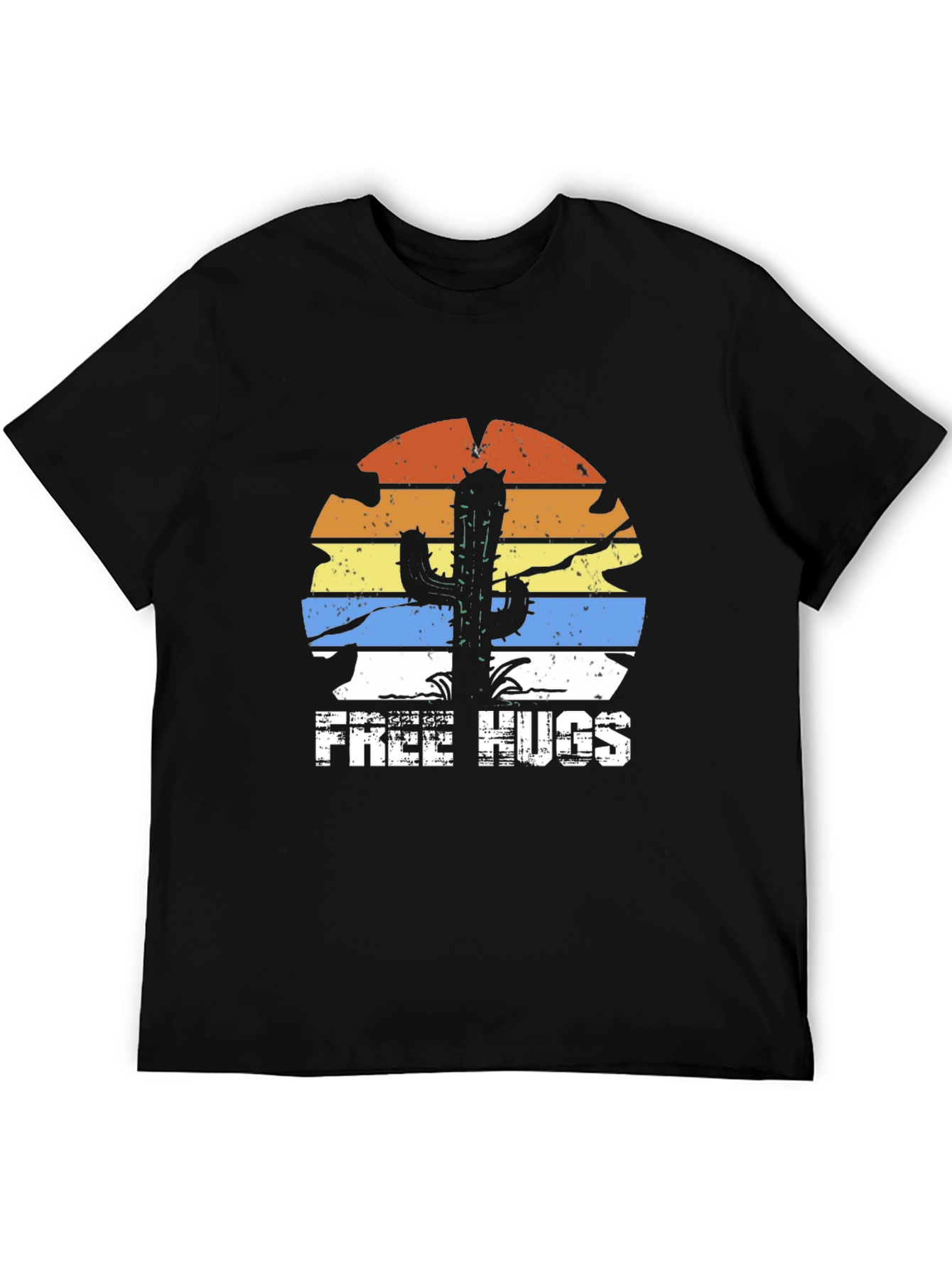 Black Free Hugs Cactus Graphic Tee - Black T-Shirt view 5