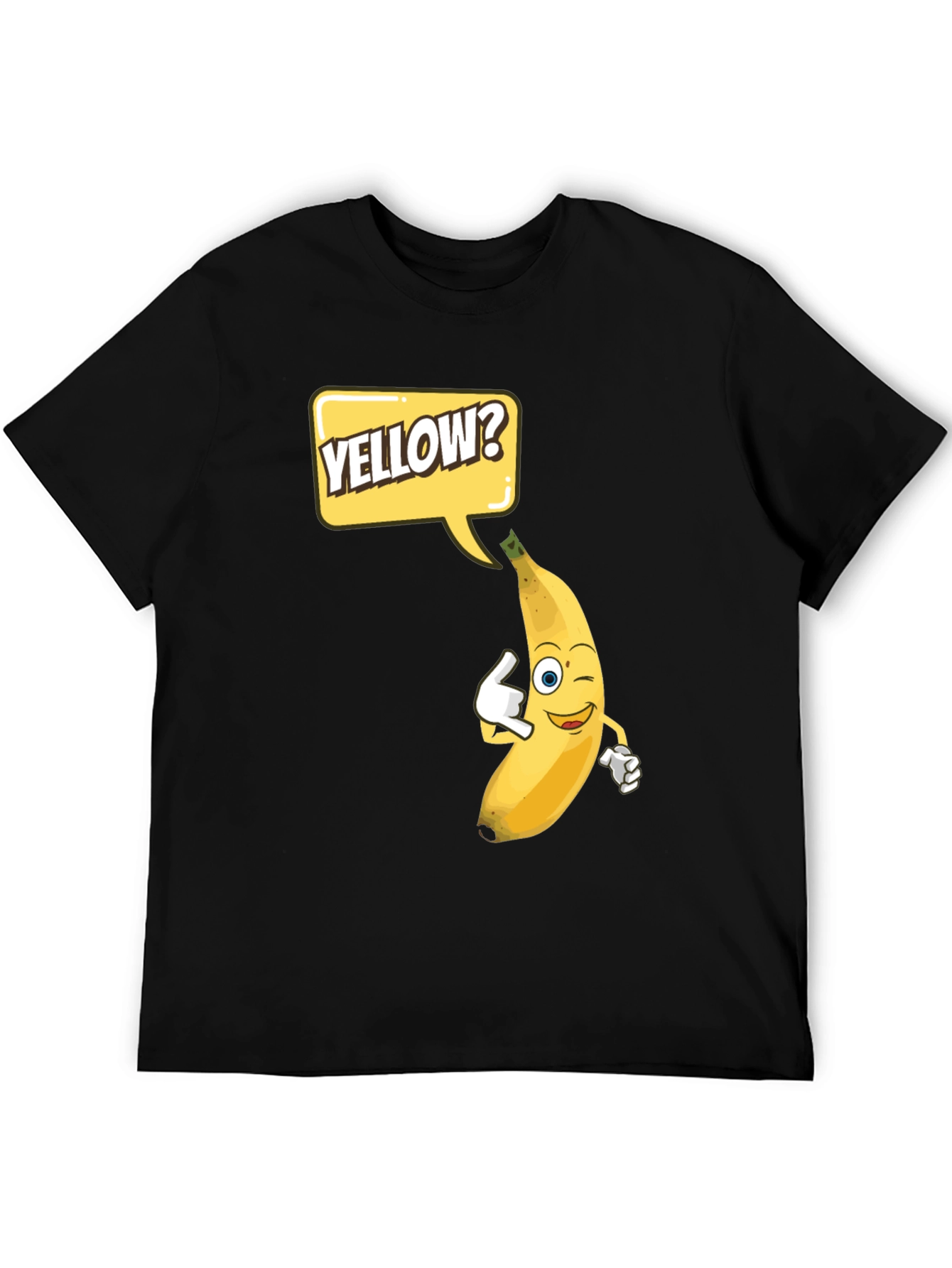 Black Funny Banana 'Yellow?' Graphic T-Shirt view 5