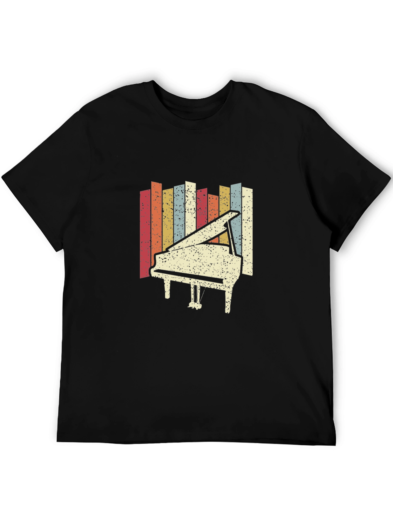 Black Retro Piano Graphic Tee - Classic Style view 5