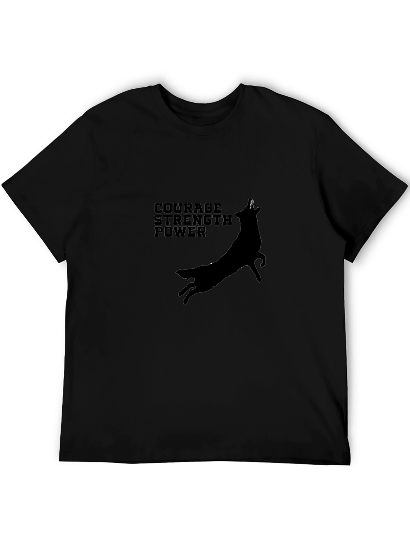 Black Courage Strength Power Black Graphic Tee view 5