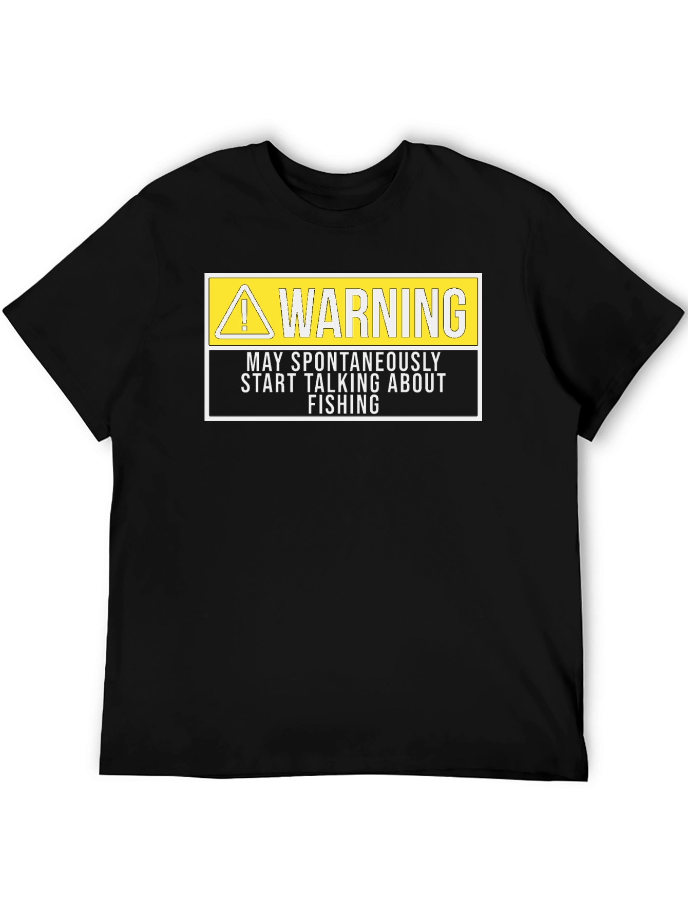 Black Funny Fishing Warning T-Shirt - Men's Black Graphic Tee view 5