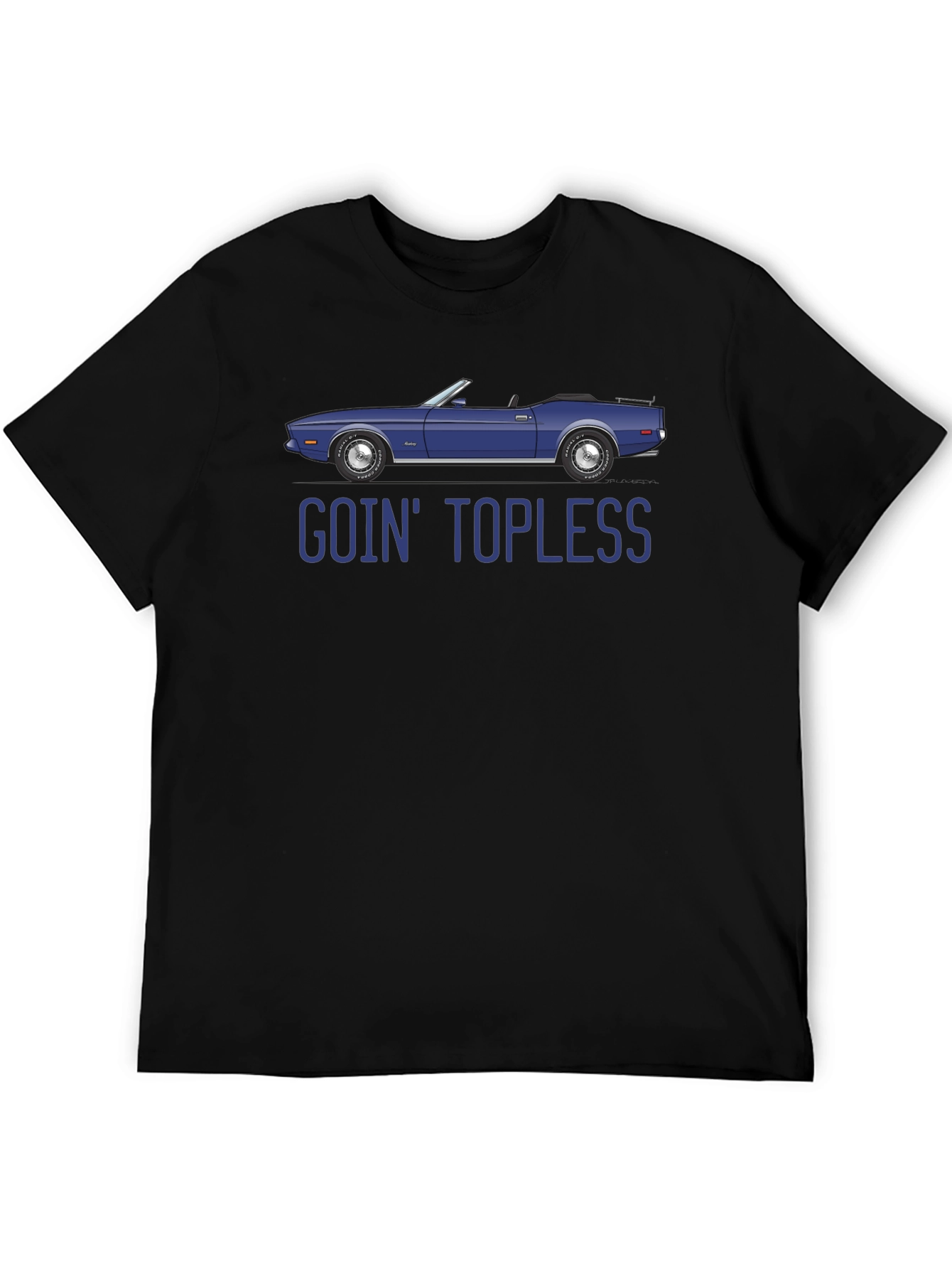Black Goin' Topless Car T-Shirt - Black view 5