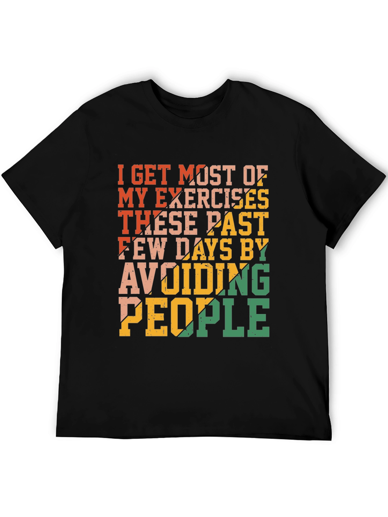 Black Funny Exercise Avoid People Graphic T-Shirt view 5