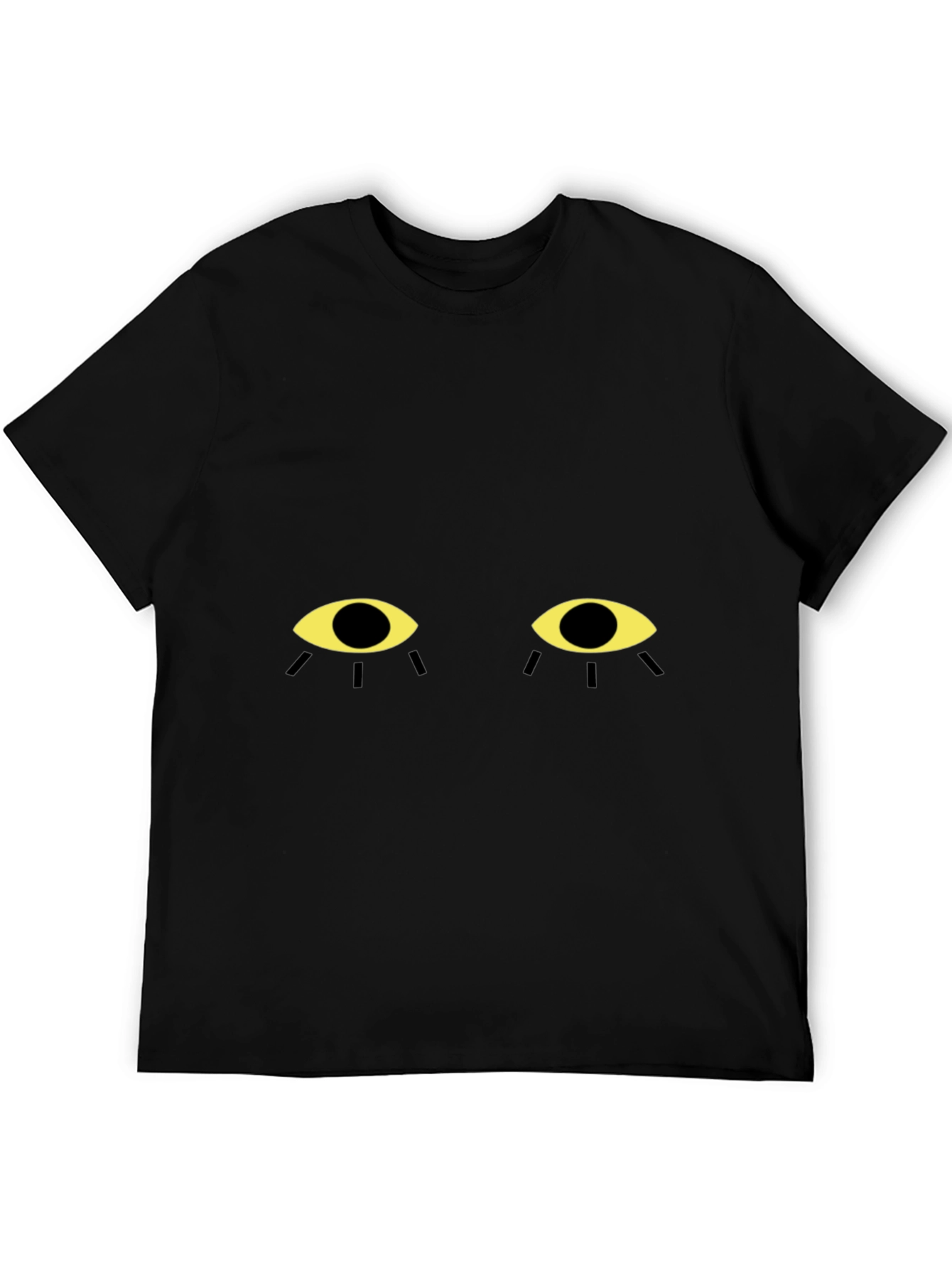 Black Mysterious Eyes Graphic Tee - Black Cotton T-Shirt view 5
