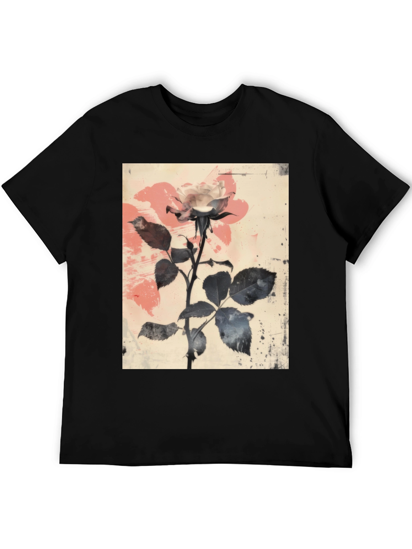 Black Floral Rose Graphic Tee - Black view 5
